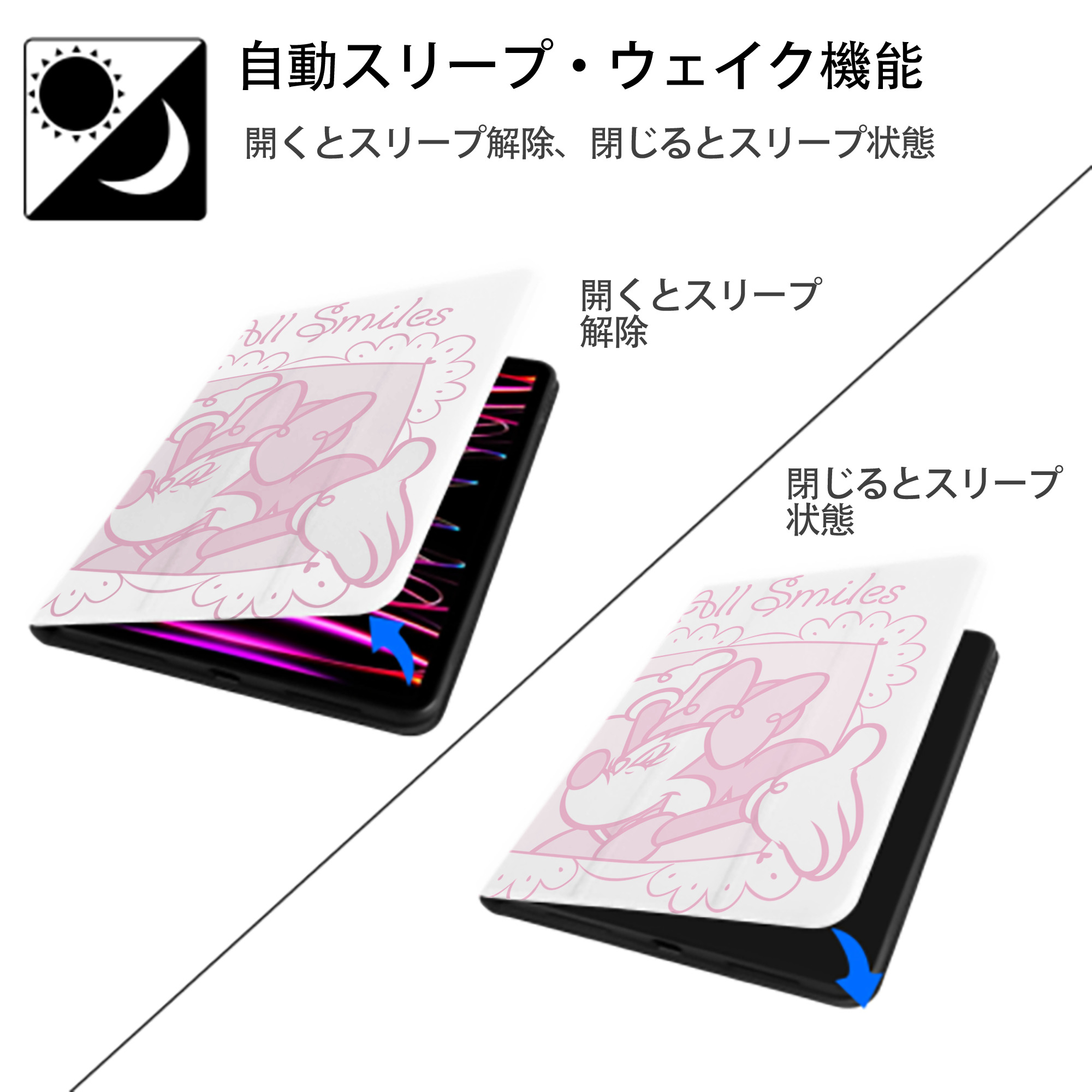 ミッキーマウス Mickey Mouse IPad ケース ペン収納付き 三つ折りスタンド PUレザー×シリコン 対応機種9.5/10.5/10.9インチ