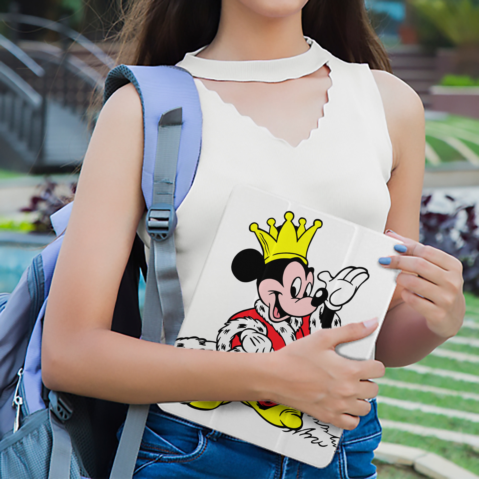 ミッキーマウス Mickey Mouse IPad ケース ペン収納付き 三つ折りスタンド PUレザー×シリコン 対応機種9.5/10.5/10.9インチ