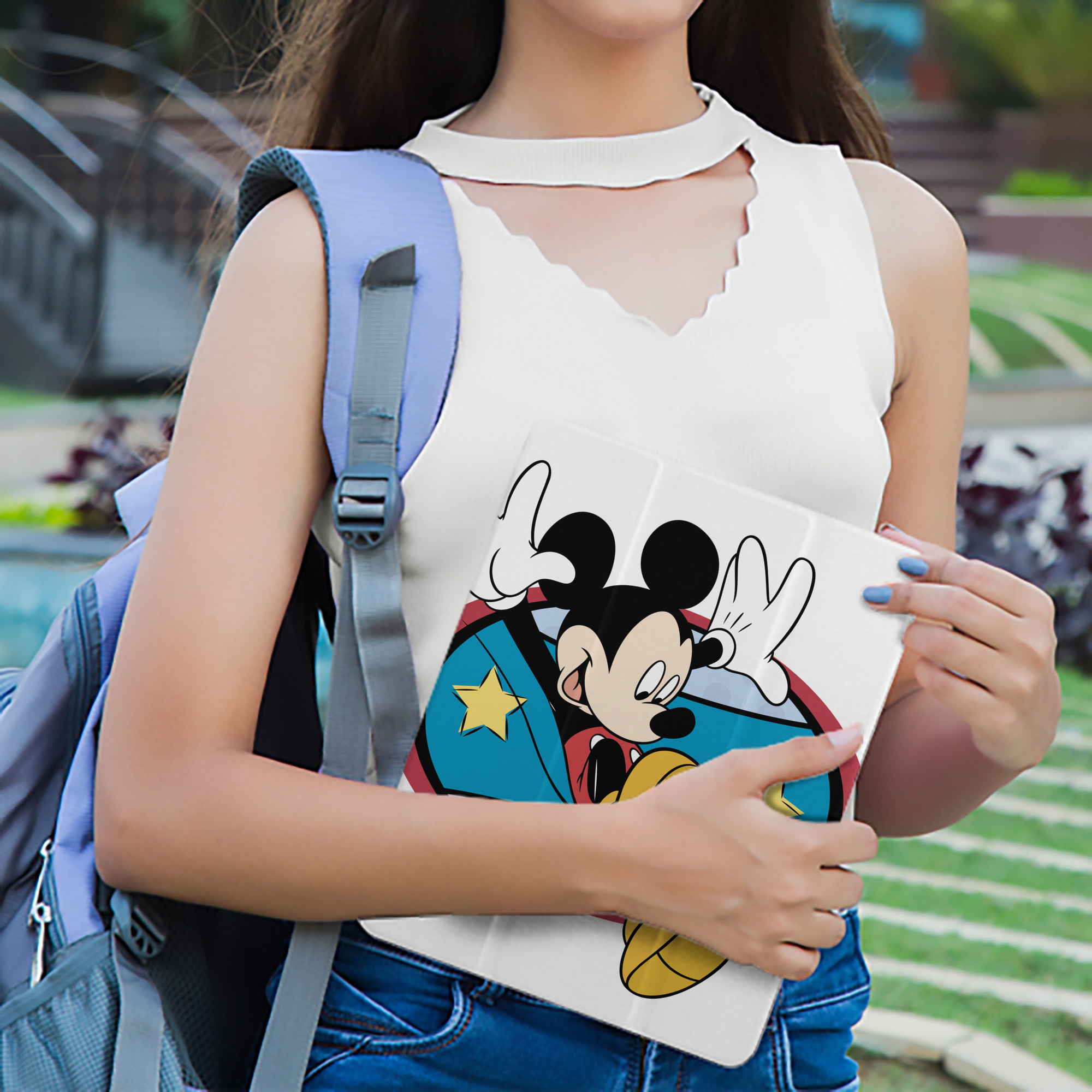 ミッキーマウス Mickey Mouse IPad ケース ペン収納付き 三つ折りスタンド PUレザー×シリコン 対応機種9.5/10.5/10.9インチ