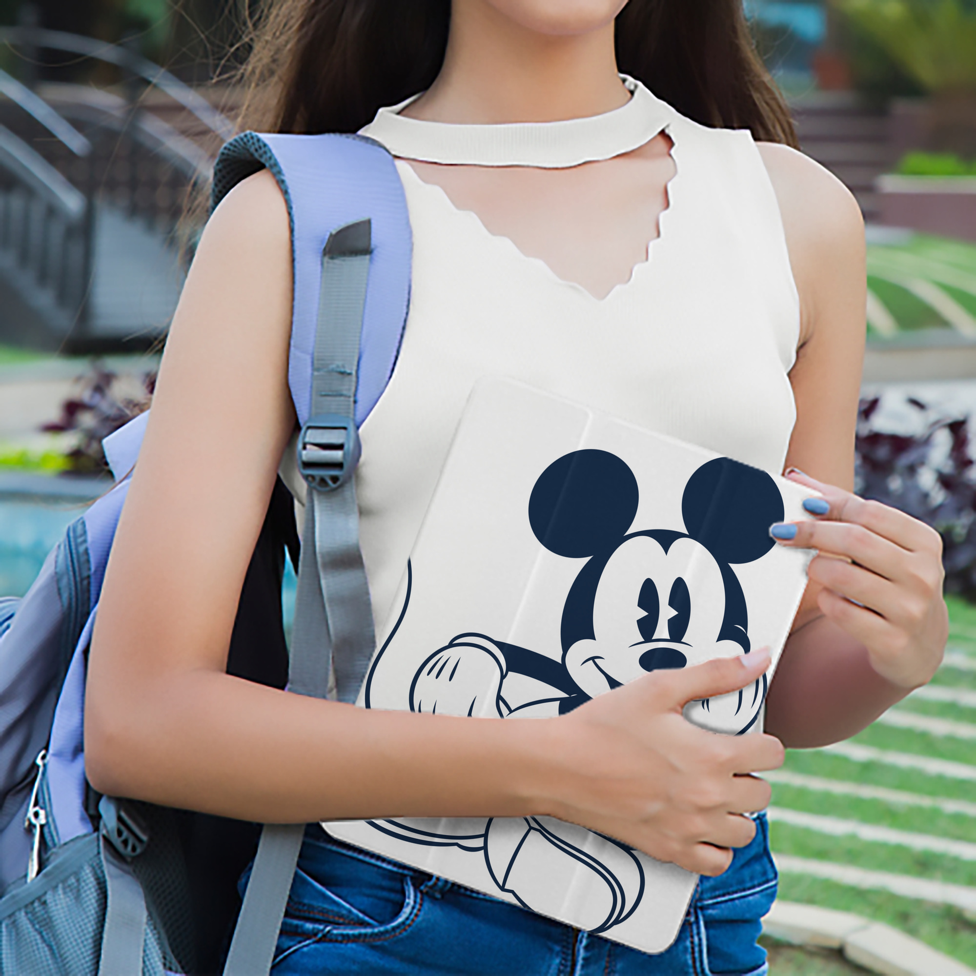 ミッキーマウス Mickey Mouse IPad ケース ペン収納付き 三つ折りスタンド PUレザー×シリコン 対応機種9.5/10.5/10.9インチ