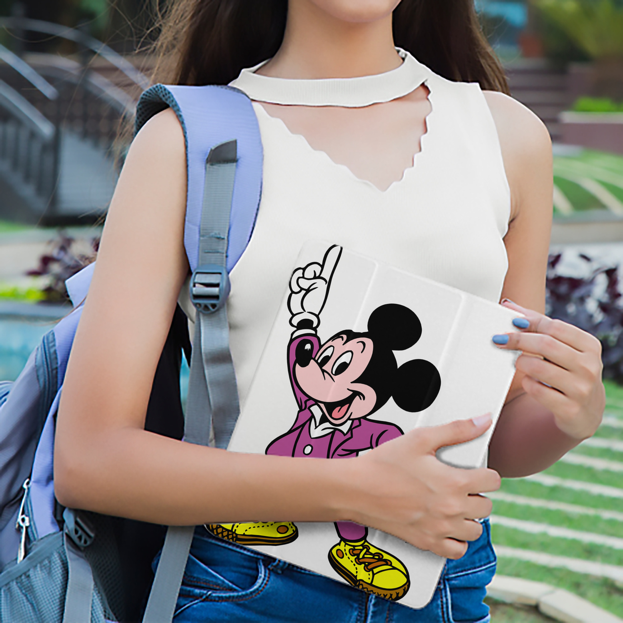 ミッキーマウス Mickey Mouse IPad ケース ペン収納付き 三つ折りスタンド PUレザー×シリコン 対応機種9.5/10.5/10.9インチ