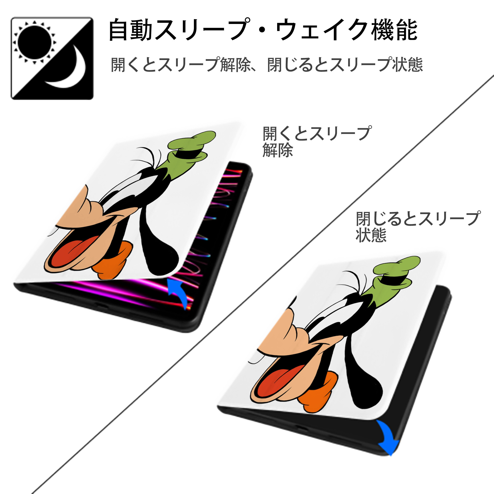 ミッキーマウス Mickey Mouse IPad ケース ペン収納付き 三つ折りスタンド PUレザー×シリコン 対応機種9.5/10.5/10.9インチ