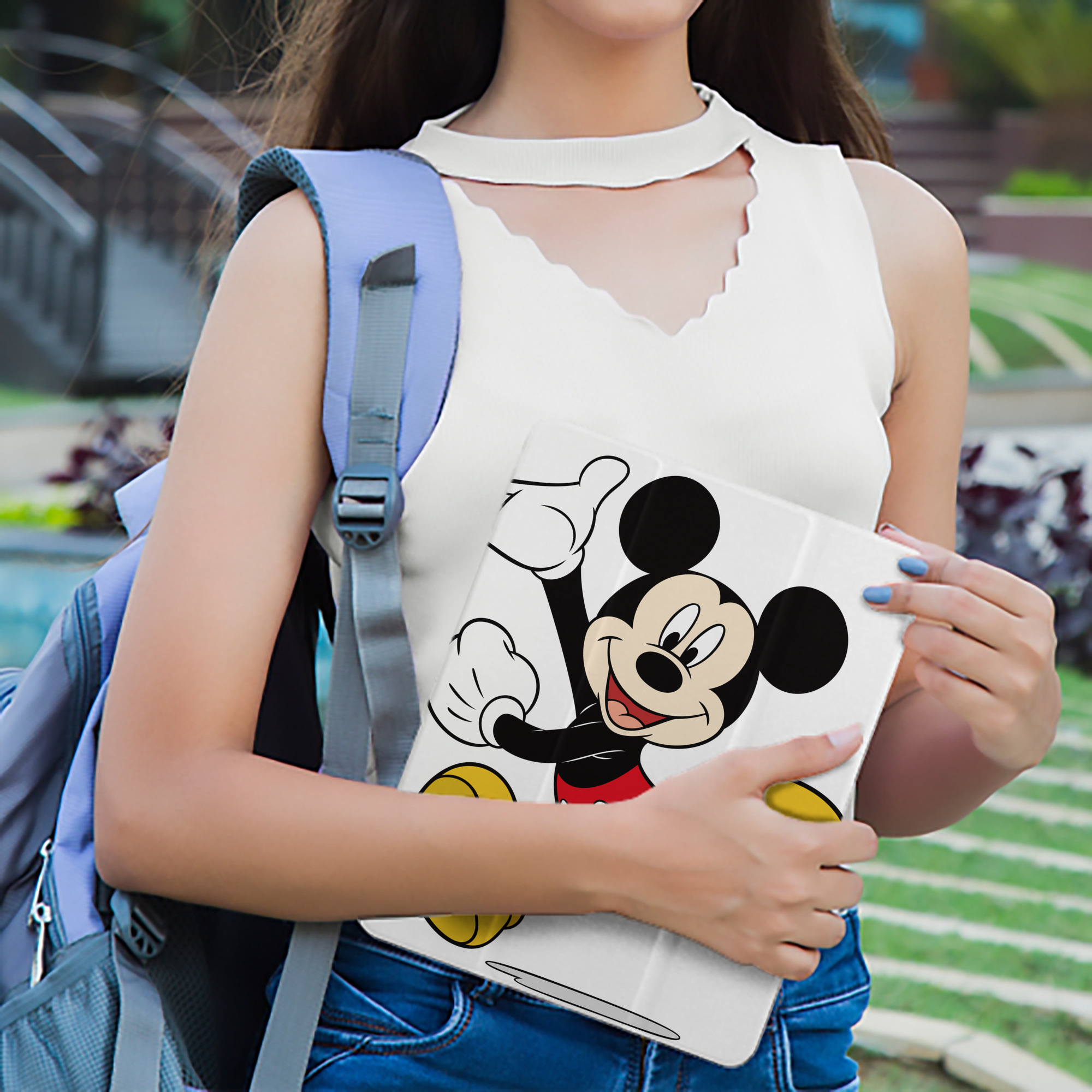 ミッキーマウス Mickey Mouse IPad ケース ペン収納付き 三つ折りスタンド PUレザー×シリコン 対応機種9.5/10.5/10.9インチ