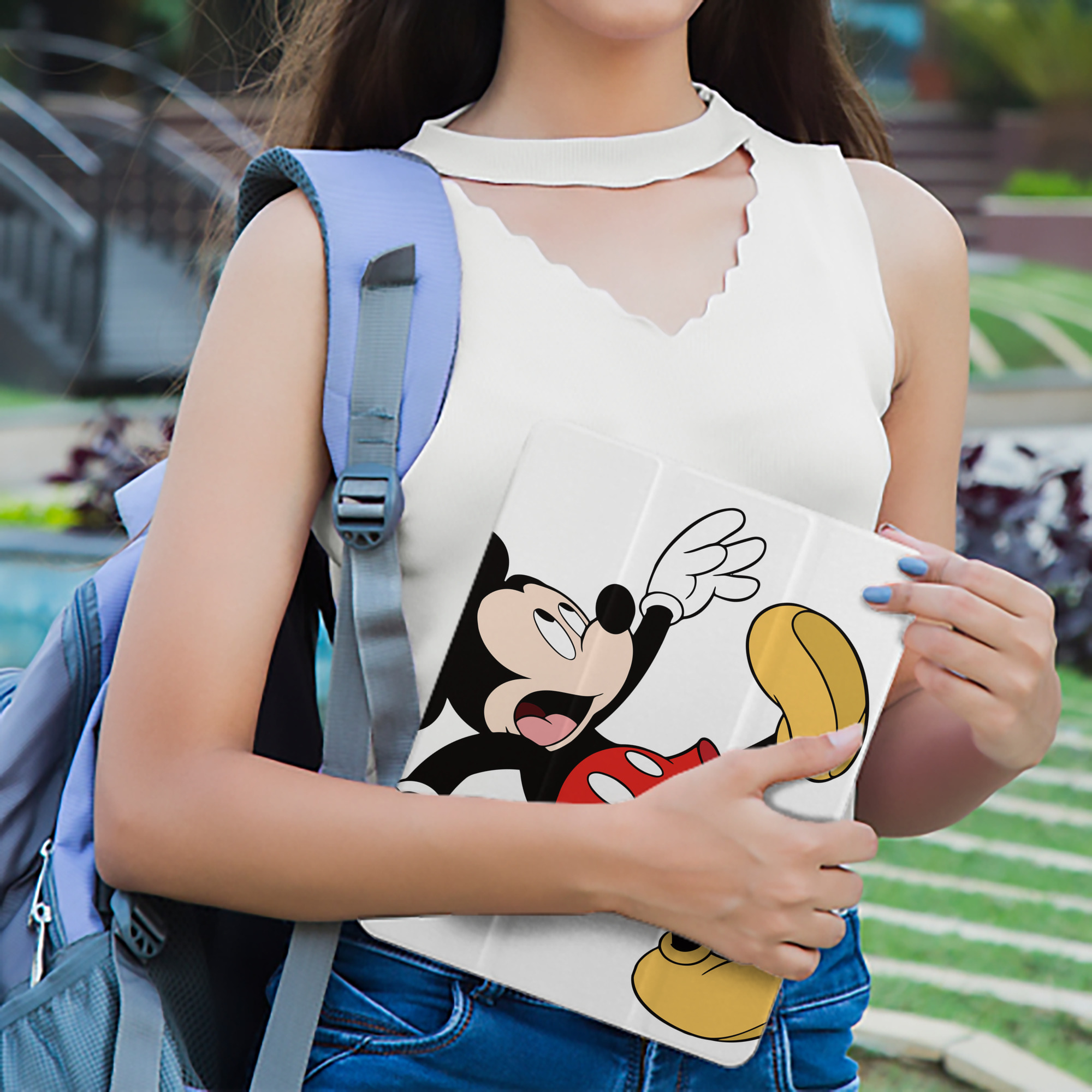 ミッキーマウス Mickey Mouse IPad ケース ペン収納付き 三つ折りスタンド PUレザー×シリコン 対応機種9.5/10.5/10.9インチ
