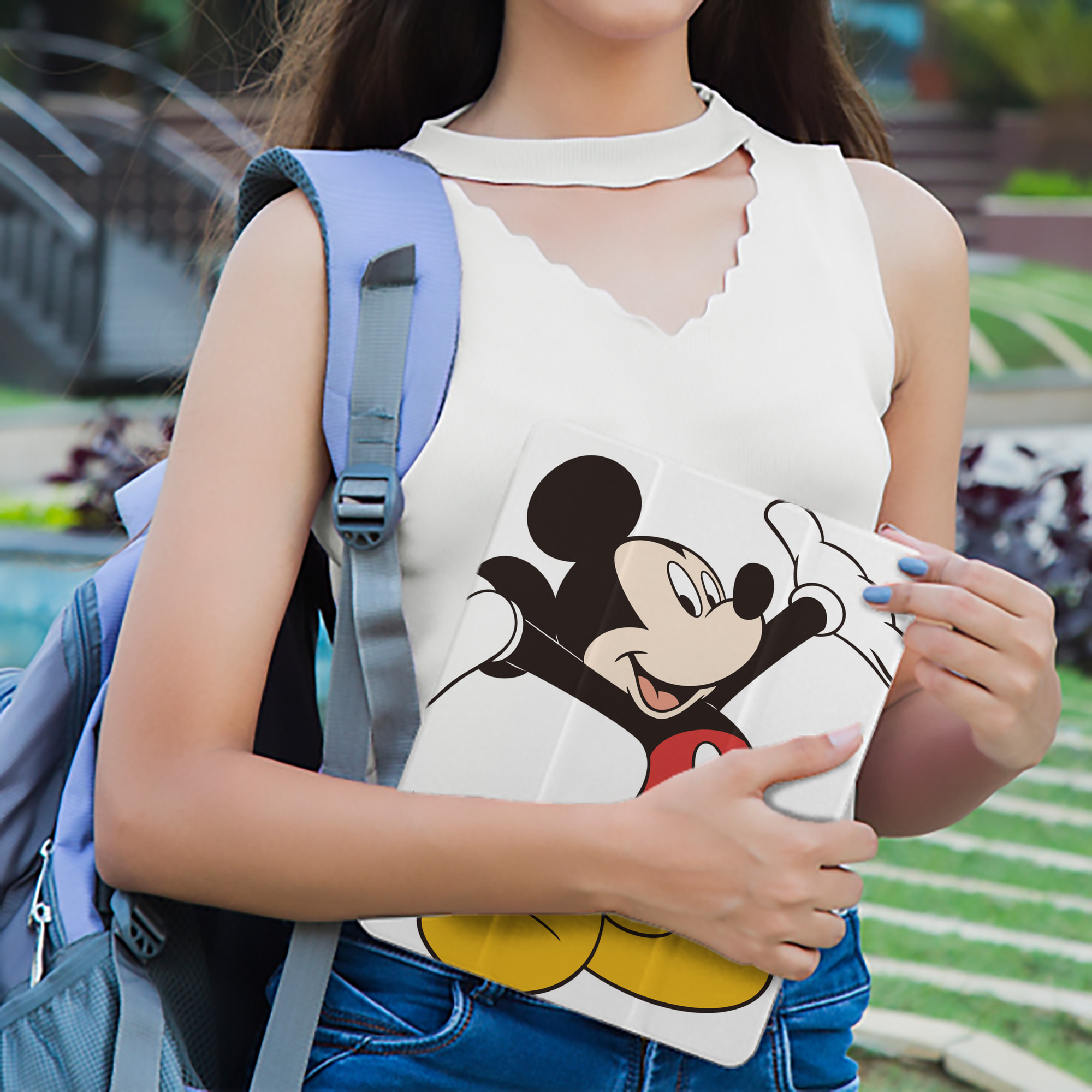 ミッキーマウス Mickey Mouse IPad ケース ペン収納付き 三つ折りスタンド PUレザー×シリコン 対応機種9.5/10.5/10.9インチ