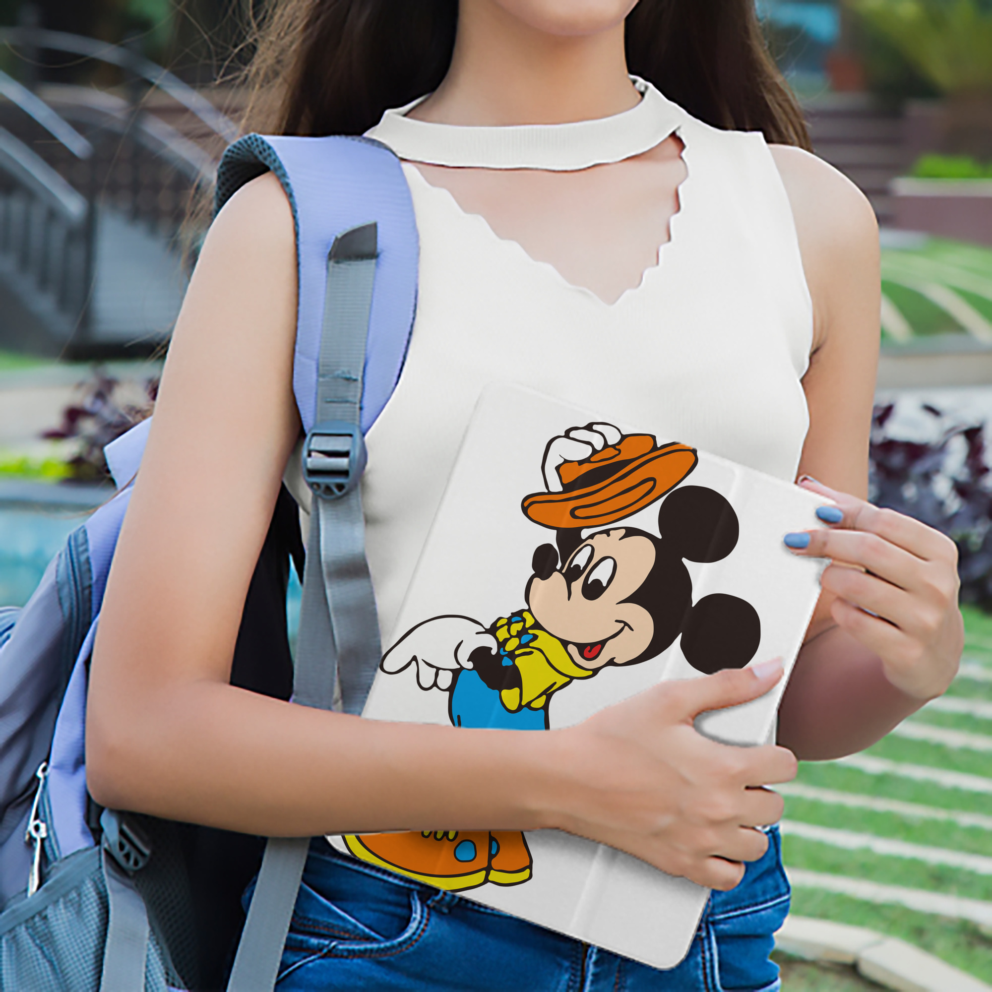 ミッキーマウス Mickey Mouse IPad ケース ペン収納付き 三つ折りスタンド PUレザー×シリコン 対応機種9.5/10.5/10.9インチ