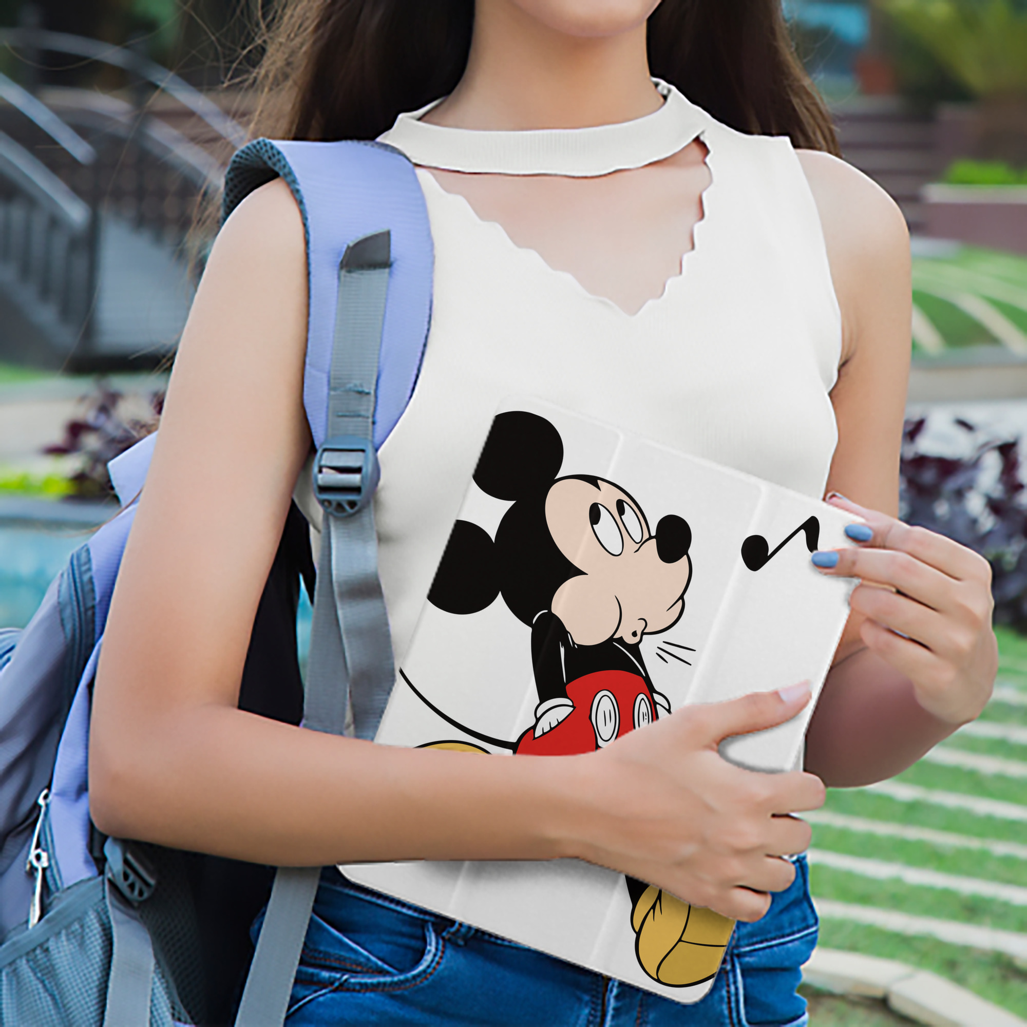 ミッキーマウス Mickey Mouse IPad ケース ペン収納付き 三つ折りスタンド PUレザー×シリコン 対応機種9.5/10.5/10.9インチ