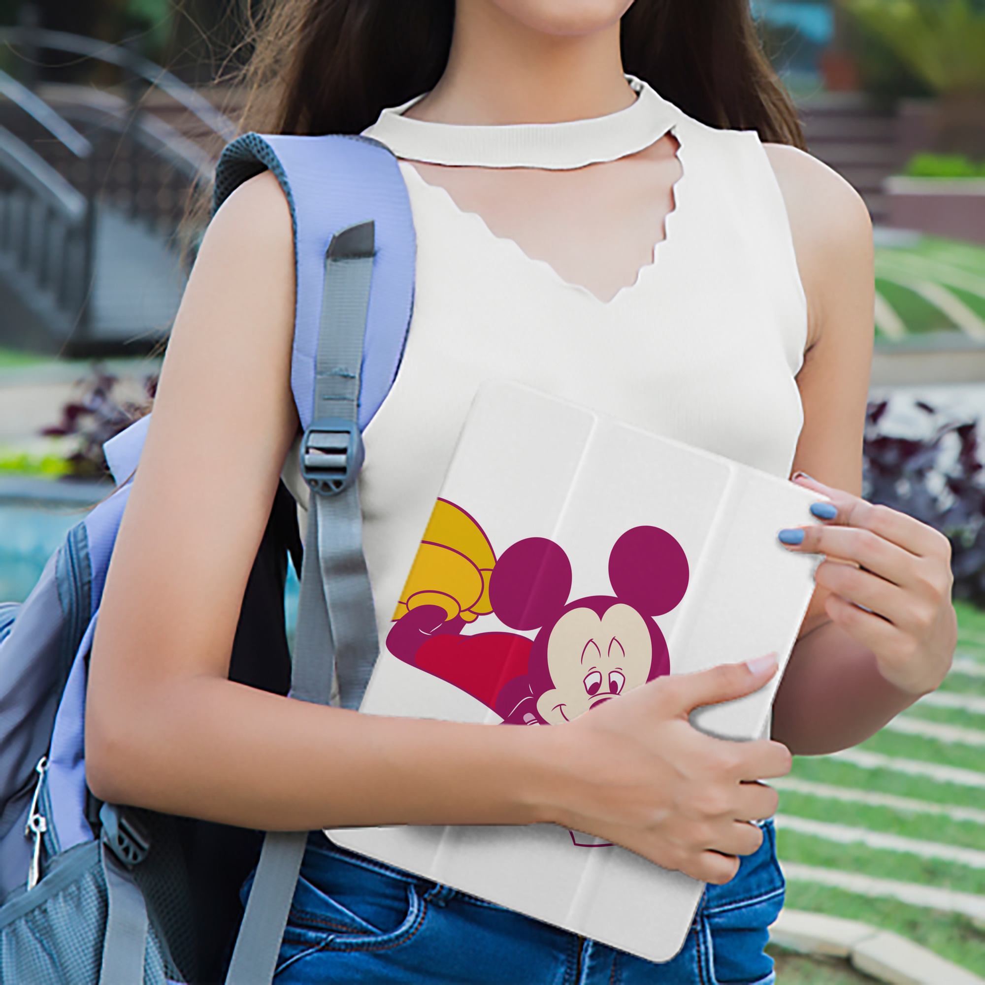 ミッキーマウス Mickey Mouse IPad ケース ペン収納付き 三つ折りスタンド PUレザー×シリコン 対応機種9.5/10.5/10.9インチ