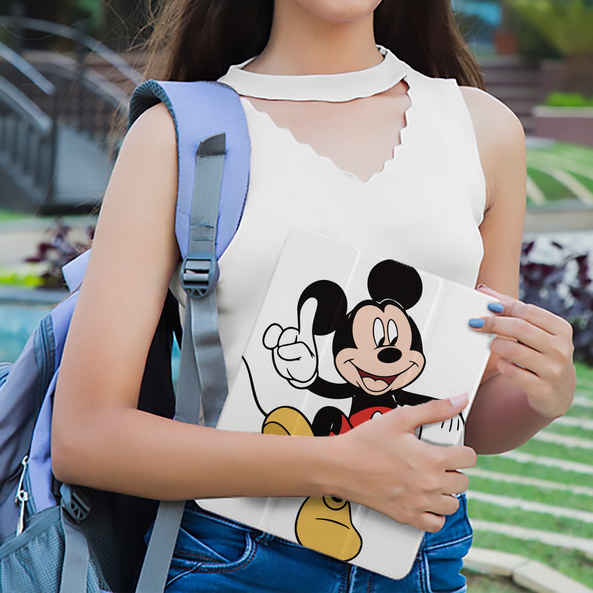 ミッキーマウス Mickey Mouse IPad ケース ペン収納付き 三つ折りスタンド PUレザー×シリコン 対応機種9.5/10.5/10.9インチ