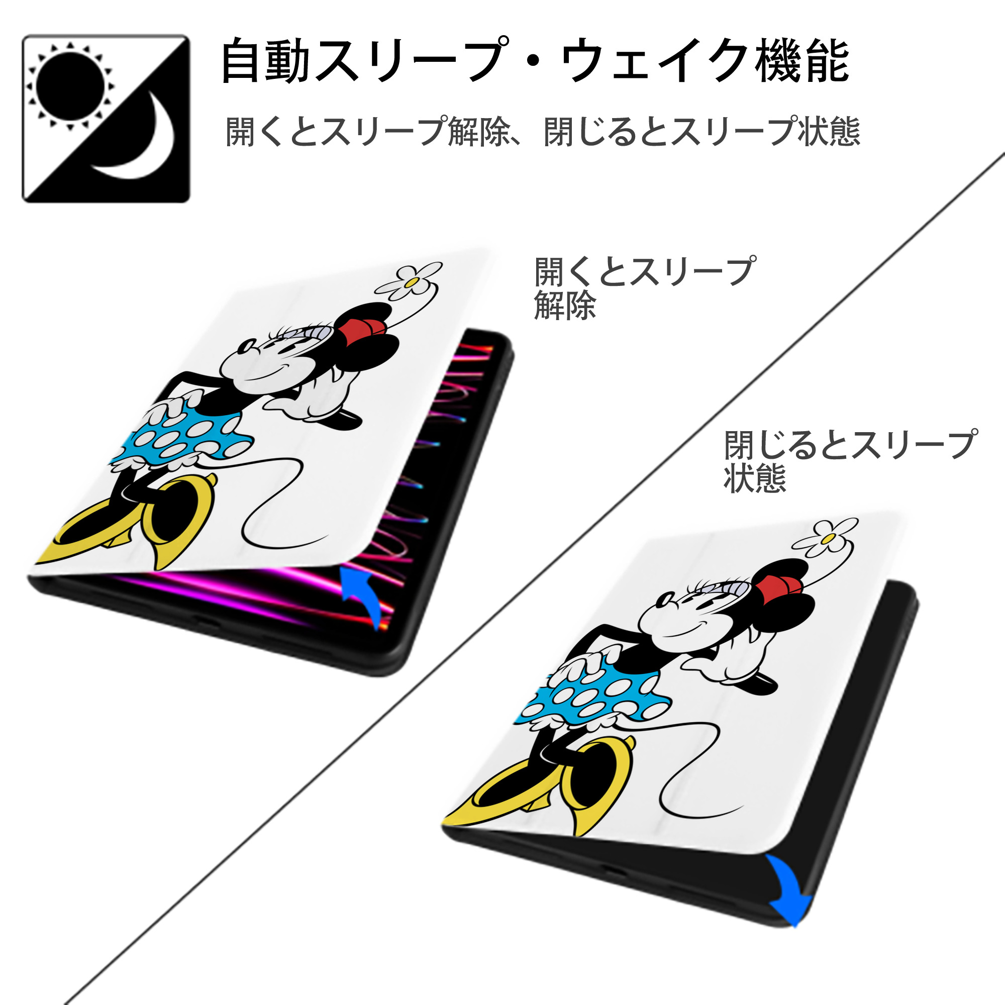 ミッキーマウス Mickey Mouse IPad ケース ペン収納付き 三つ折りスタンド PUレザー×シリコン 対応機種9.5/10.5/10.9インチ