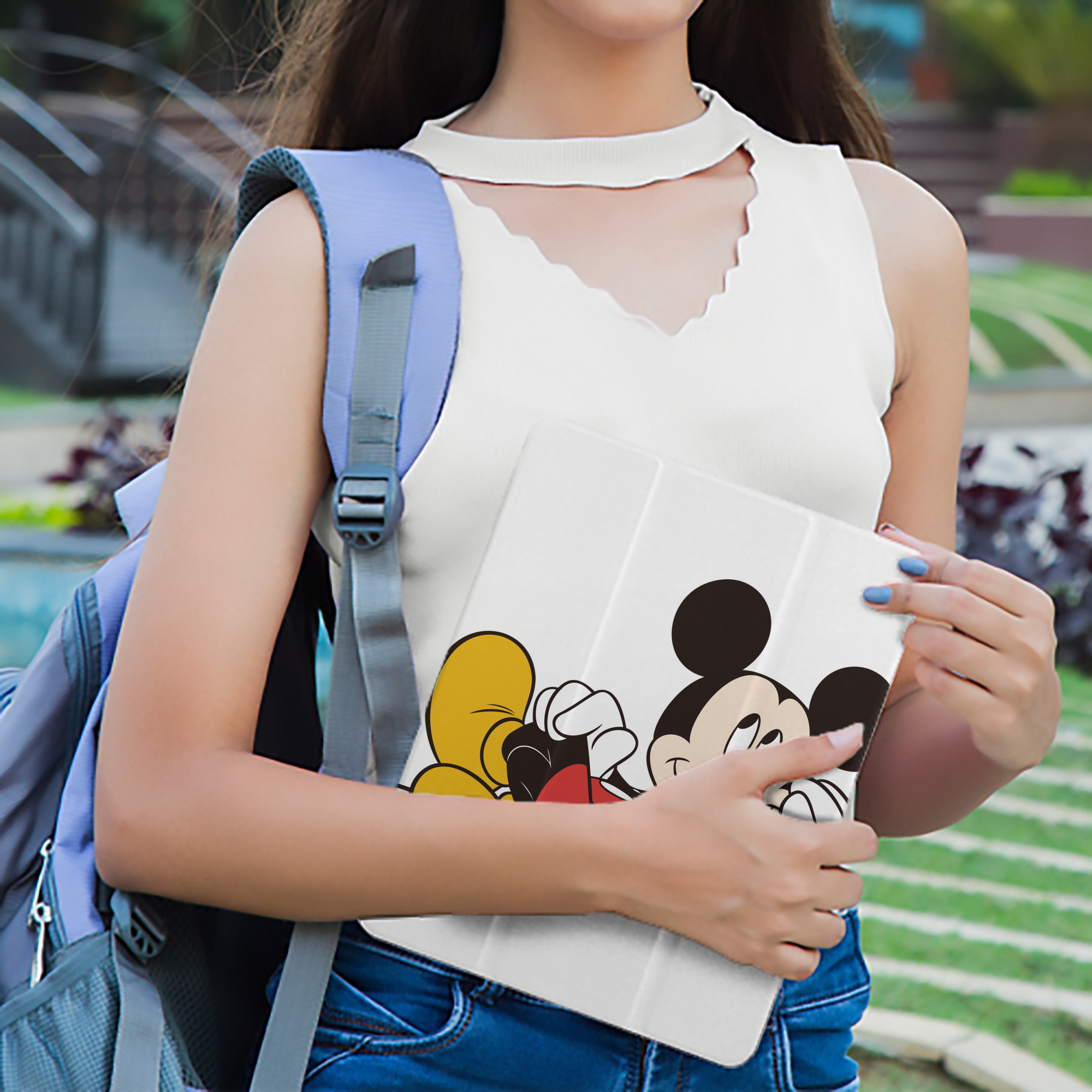 ミッキーマウス Mickey Mouse IPad ケース ペン収納付き 三つ折りスタンド PUレザー×シリコン 対応機種9.5/10.5/10.9インチ