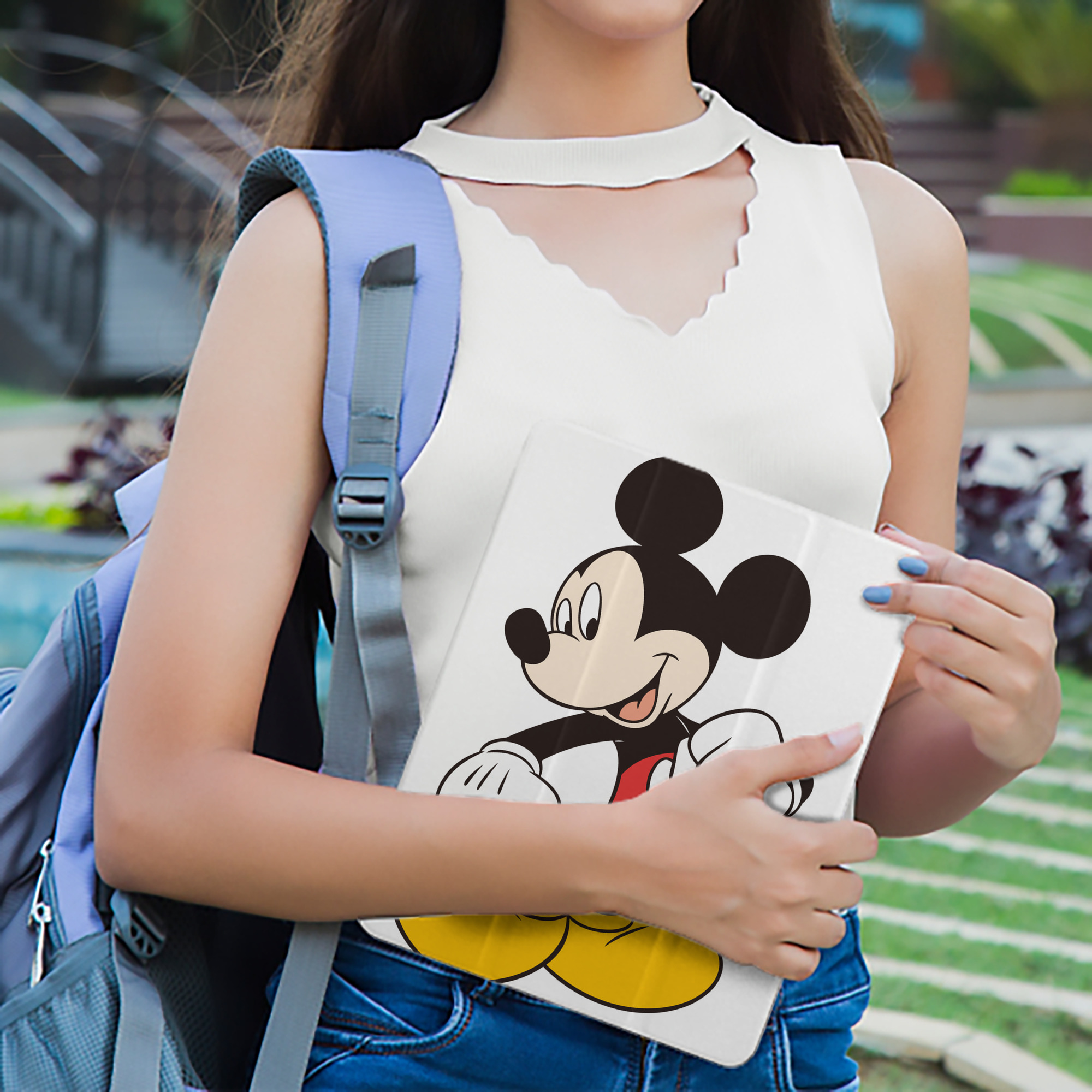 ミッキーマウス Mickey Mouse IPad ケース ペン収納付き 三つ折りスタンド PUレザー×シリコン 対応機種9.5/10.5/10.9インチ