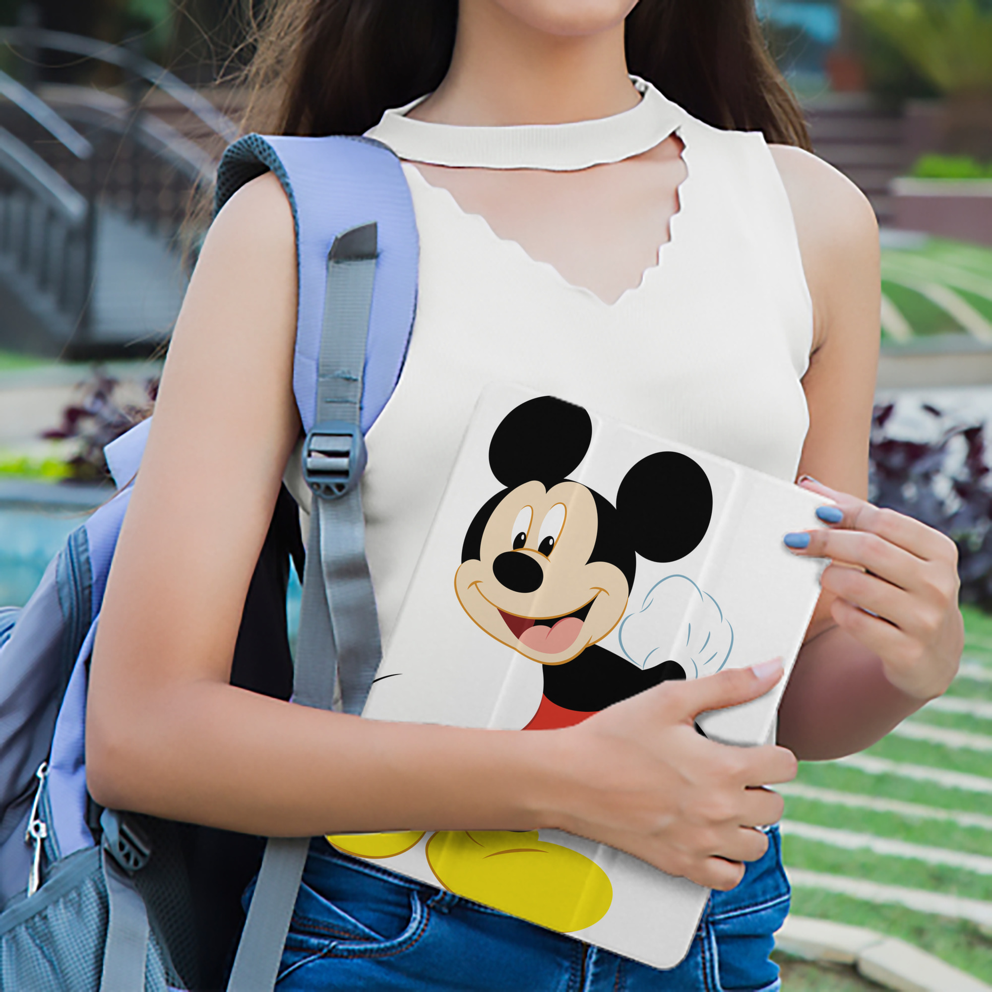 ミッキーマウス Mickey Mouse IPad ケース ペン収納付き 三つ折りスタンド PUレザー×シリコン 対応機種9.5/10.5/10.9インチ