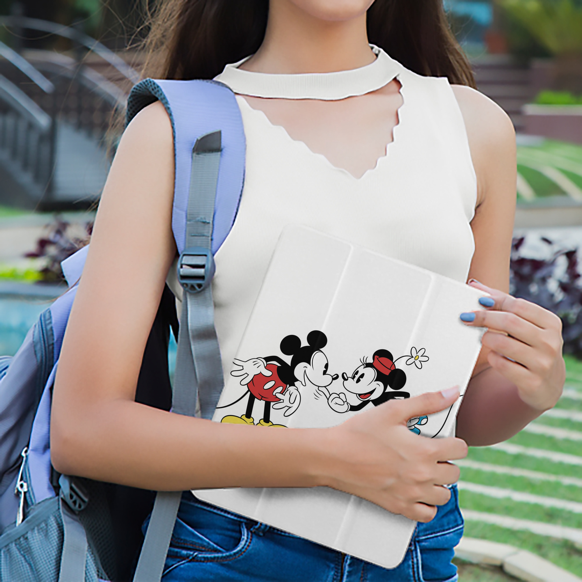 ミッキーマウス Mickey Mouse IPad ケース ペン収納付き 三つ折りスタンド PUレザー×シリコン 対応機種9.5/10.5/10.9インチ