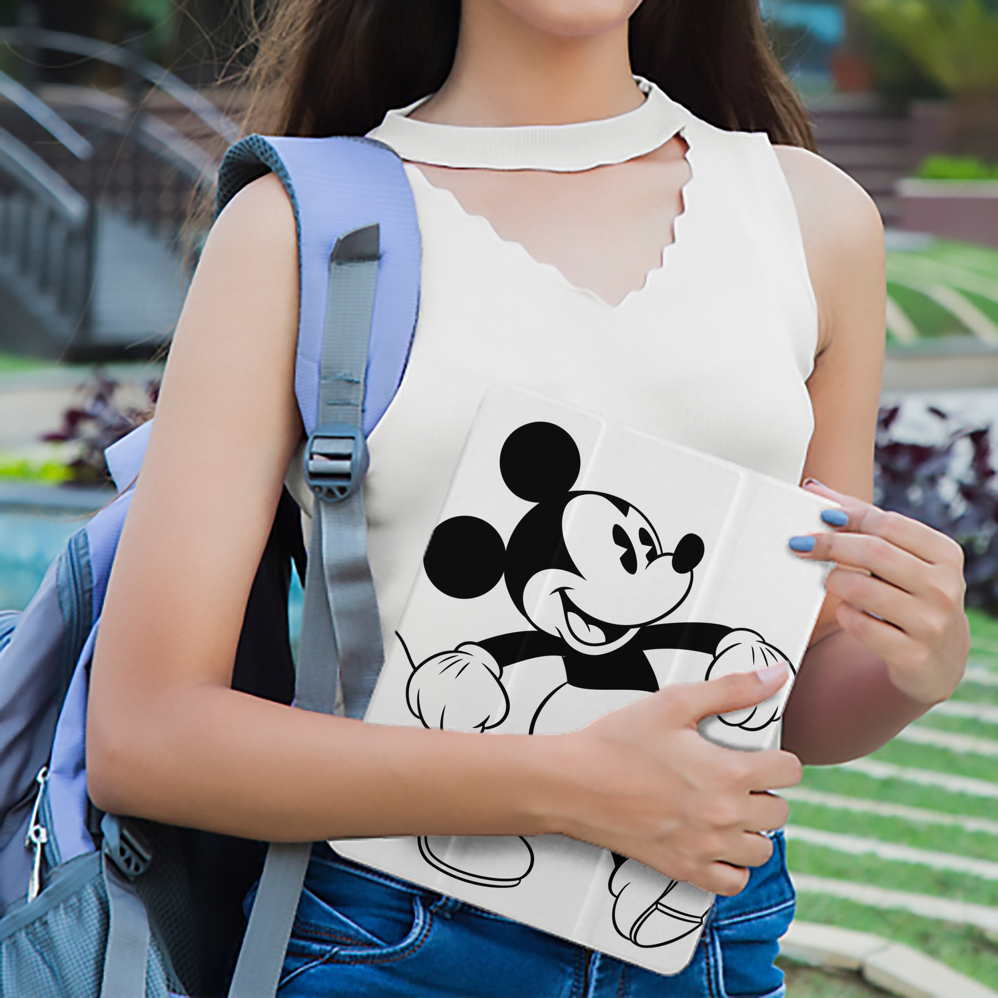 ミッキーマウス Mickey Mouse IPad ケース ペン収納付き 三つ折りスタンド PUレザー×シリコン 対応機種9.5/10.5/10.9インチ
