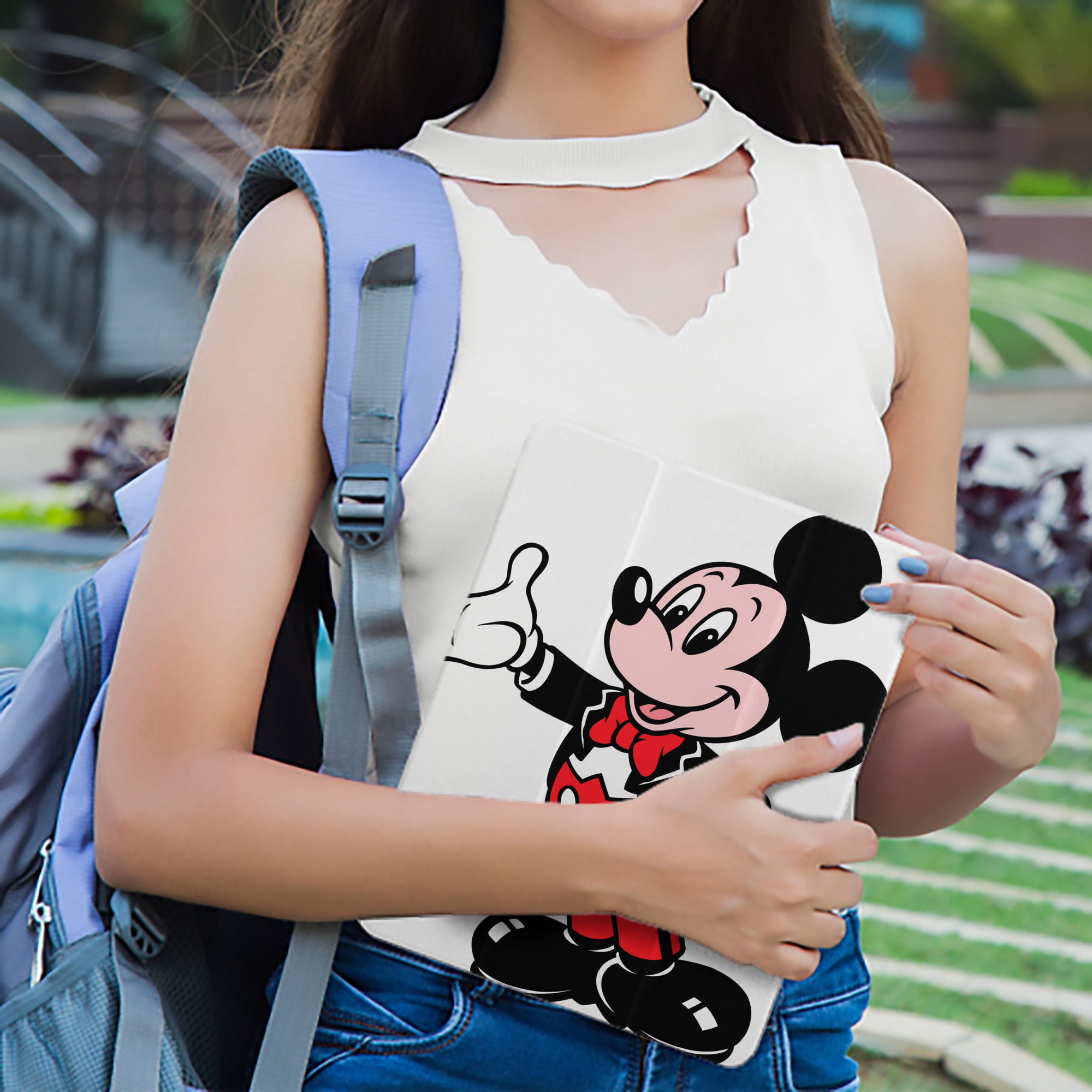 ミッキーマウス Mickey Mouse IPad ケース ペン収納付き 三つ折りスタンド PUレザー×シリコン 対応機種9.5/10.5/10.9インチ
