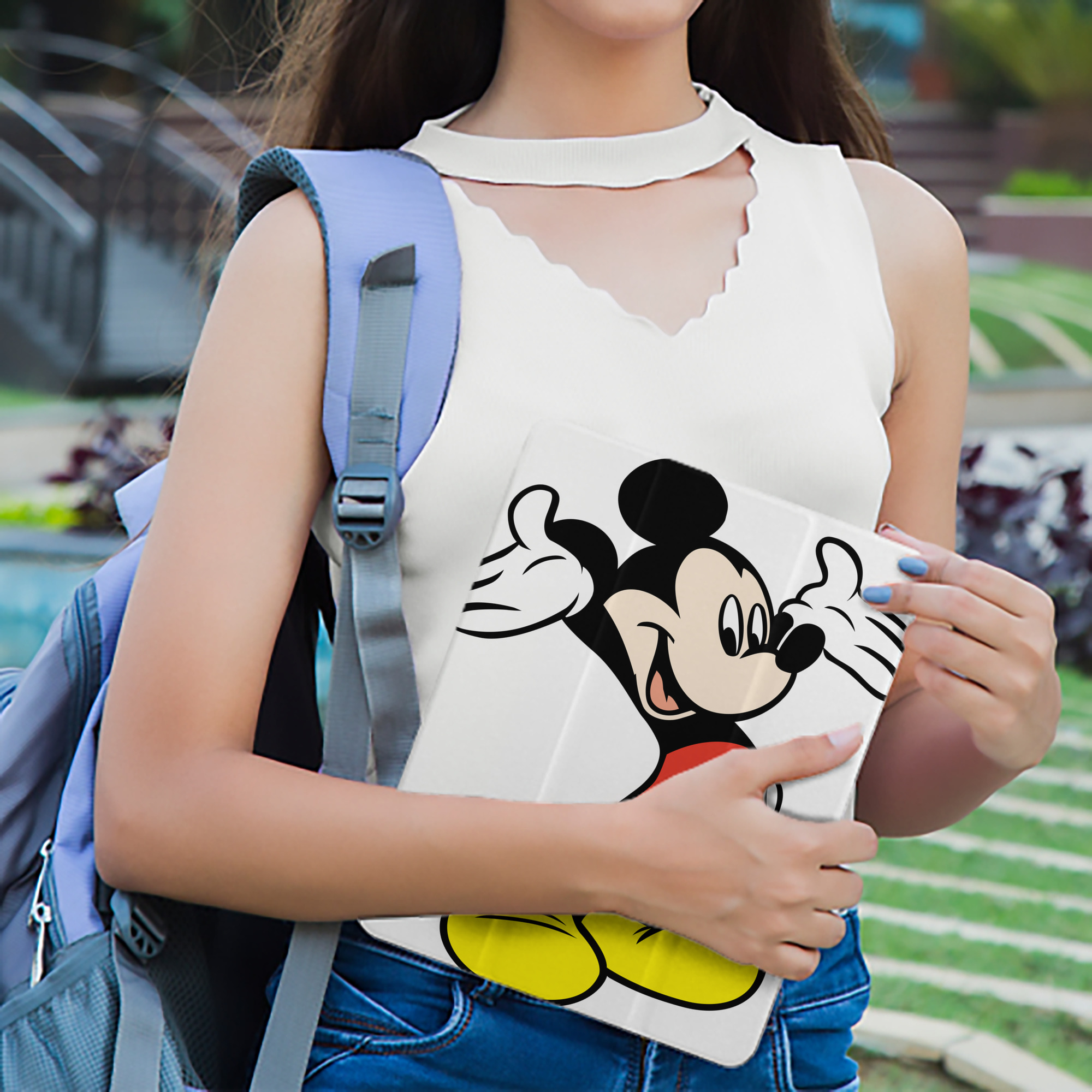 ミッキーマウス Mickey Mouse IPad ケース ペン収納付き 三つ折りスタンド PUレザー×シリコン 対応機種9.5/10.5/10.9インチ