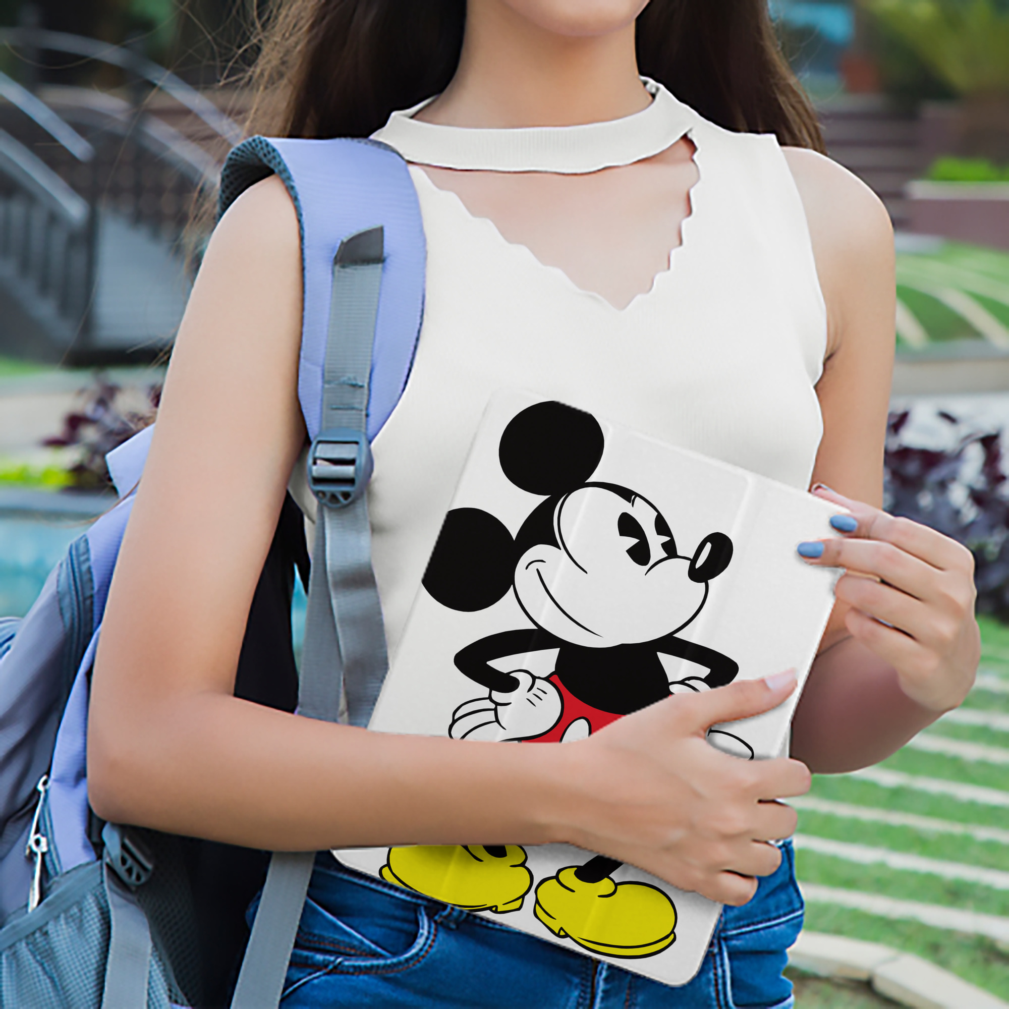 ミッキーマウス Mickey Mouse IPad ケース ペン収納付き 三つ折りスタンド PUレザー×シリコン 対応機種9.5/10.5/10.9インチ