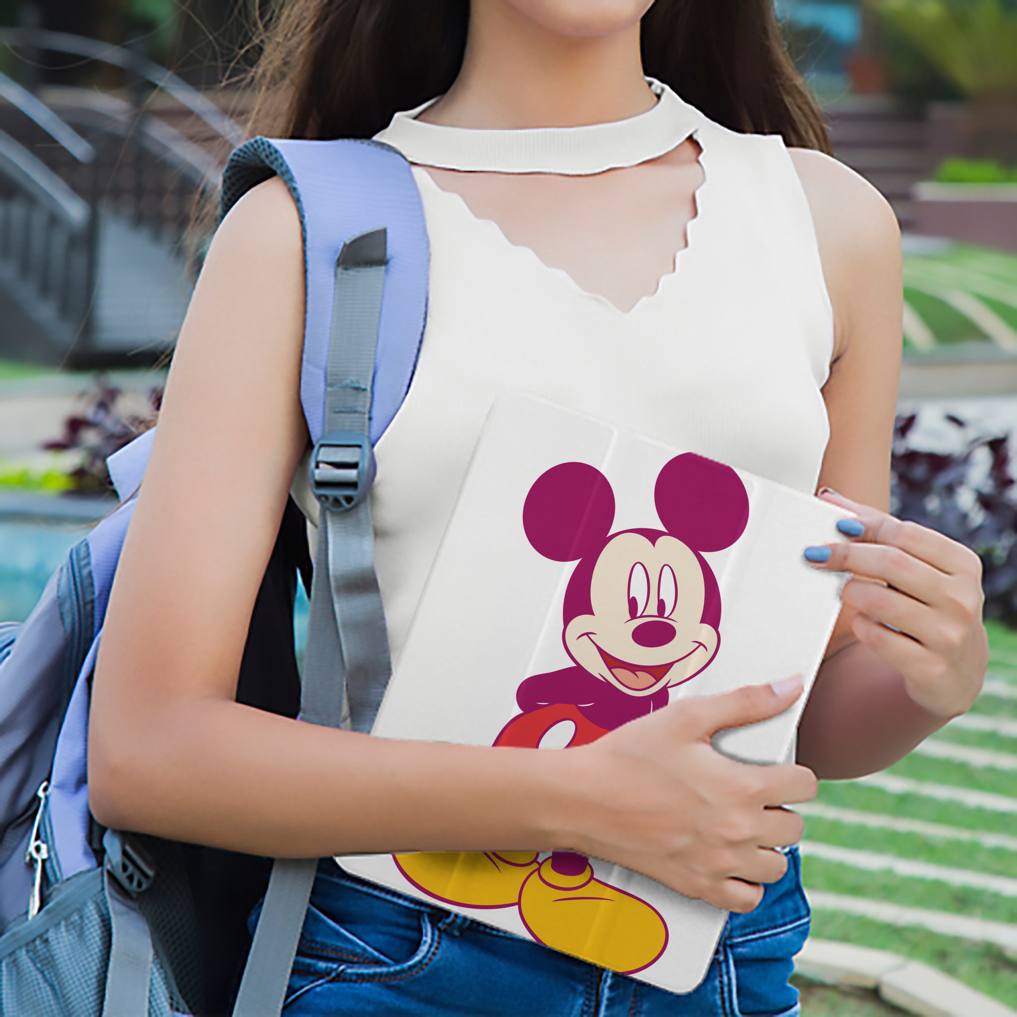 ミッキーマウス Mickey Mouse IPad ケース ペン収納付き 三つ折りスタンド PUレザー×シリコン 対応機種9.5/10.5/10.9インチ