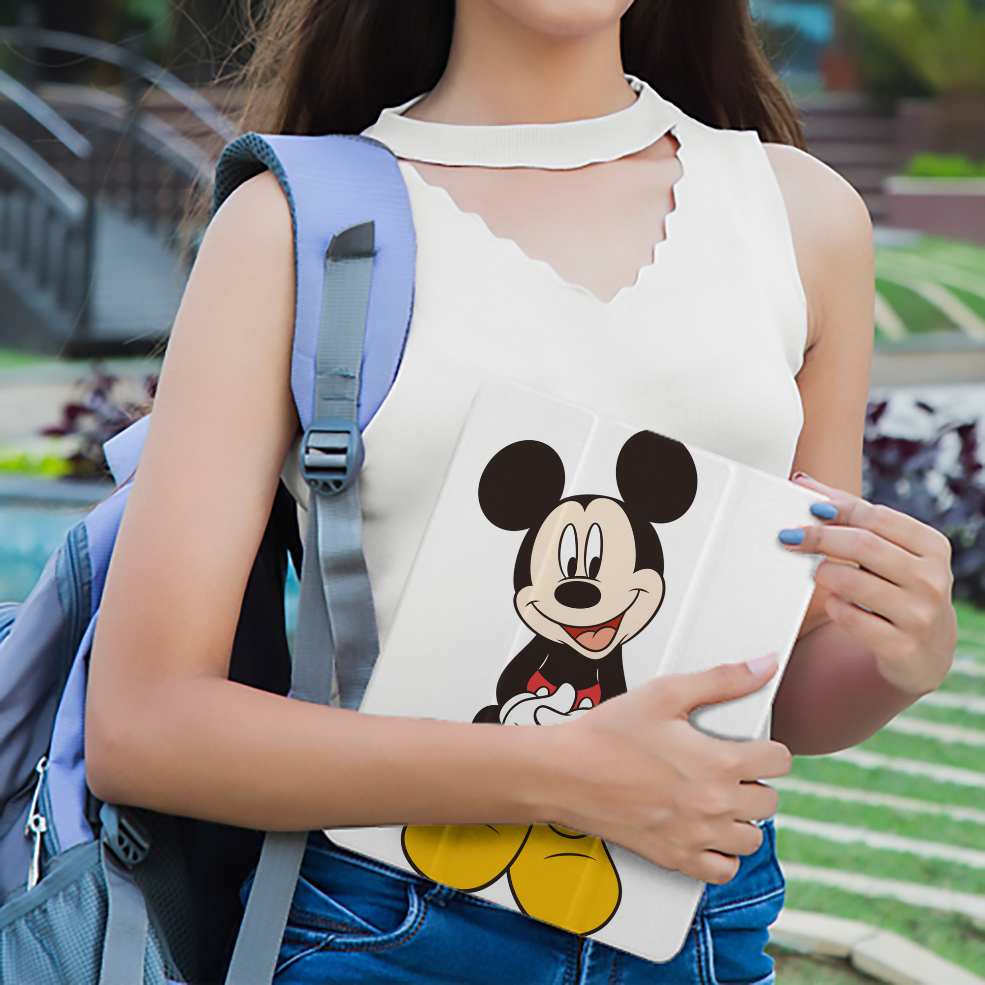 ミッキーマウス Mickey Mouse IPad ケース ペン収納付き 三つ折りスタンド PUレザー×シリコン 対応機種9.5/10.5/10.9インチ