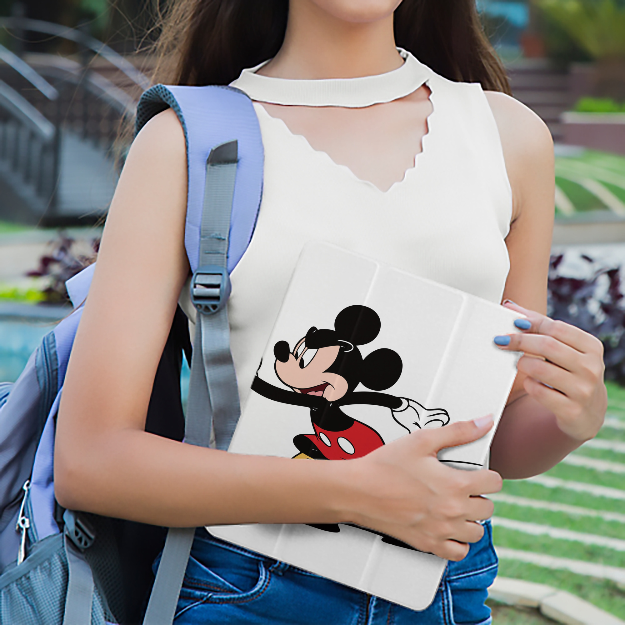 ミッキーマウス Mickey Mouse IPad ケース ペン収納付き 三つ折りスタンド PUレザー×シリコン 対応機種9.5/10.5/10.9インチ