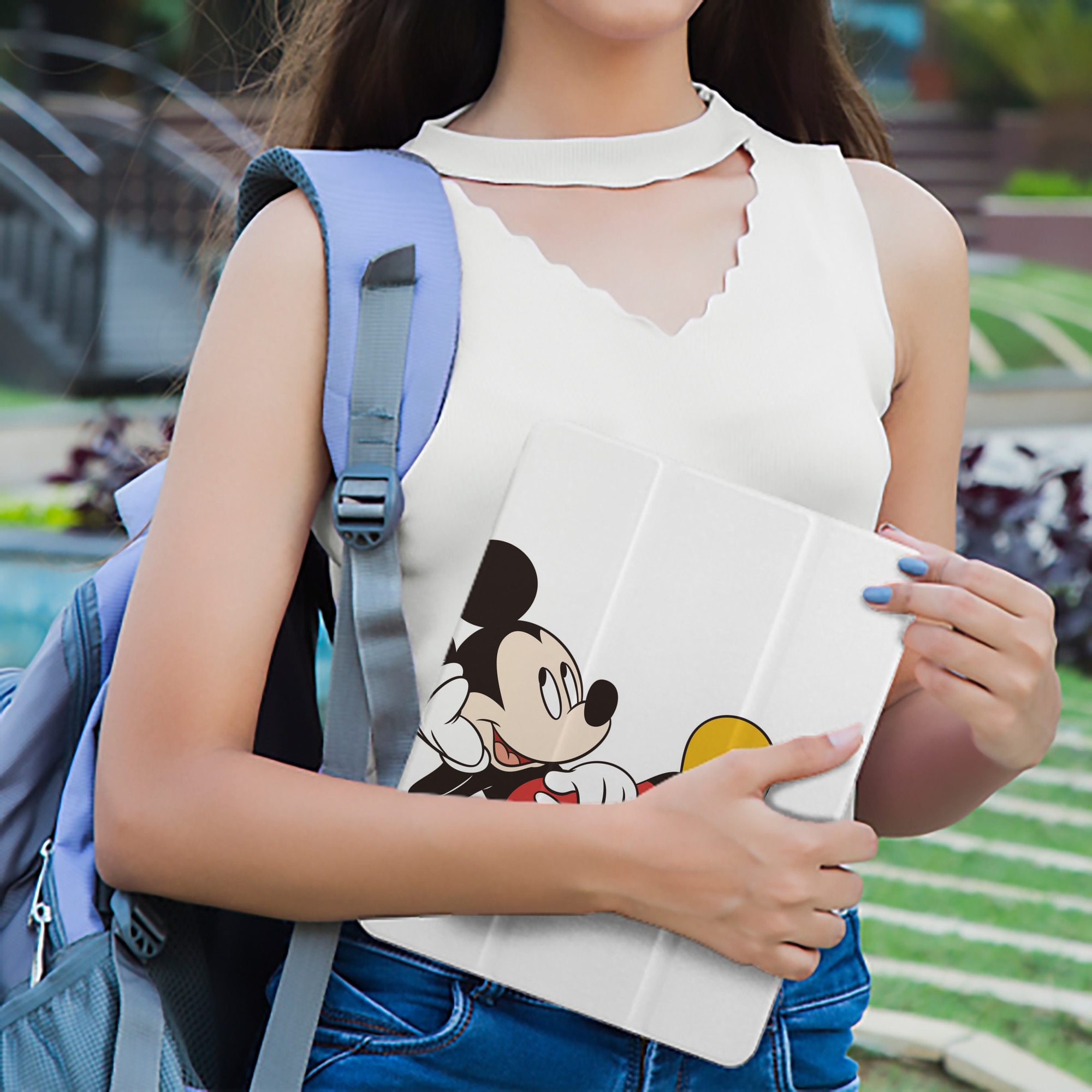 ミッキーマウス Mickey Mouse IPad ケース ペン収納付き 三つ折りスタンド PUレザー×シリコン 対応機種9.5/10.5/10.9インチ