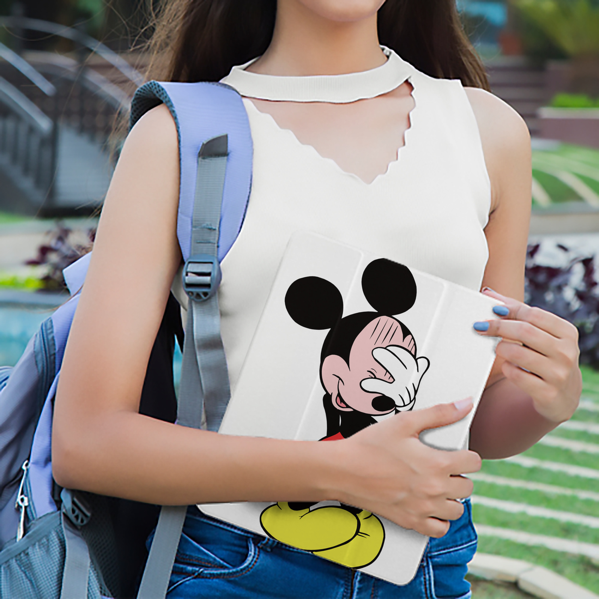 ミッキーマウス Mickey Mouse IPad ケース ペン収納付き 三つ折りスタンド PUレザー×シリコン 対応機種9.5/10.5/10.9インチ