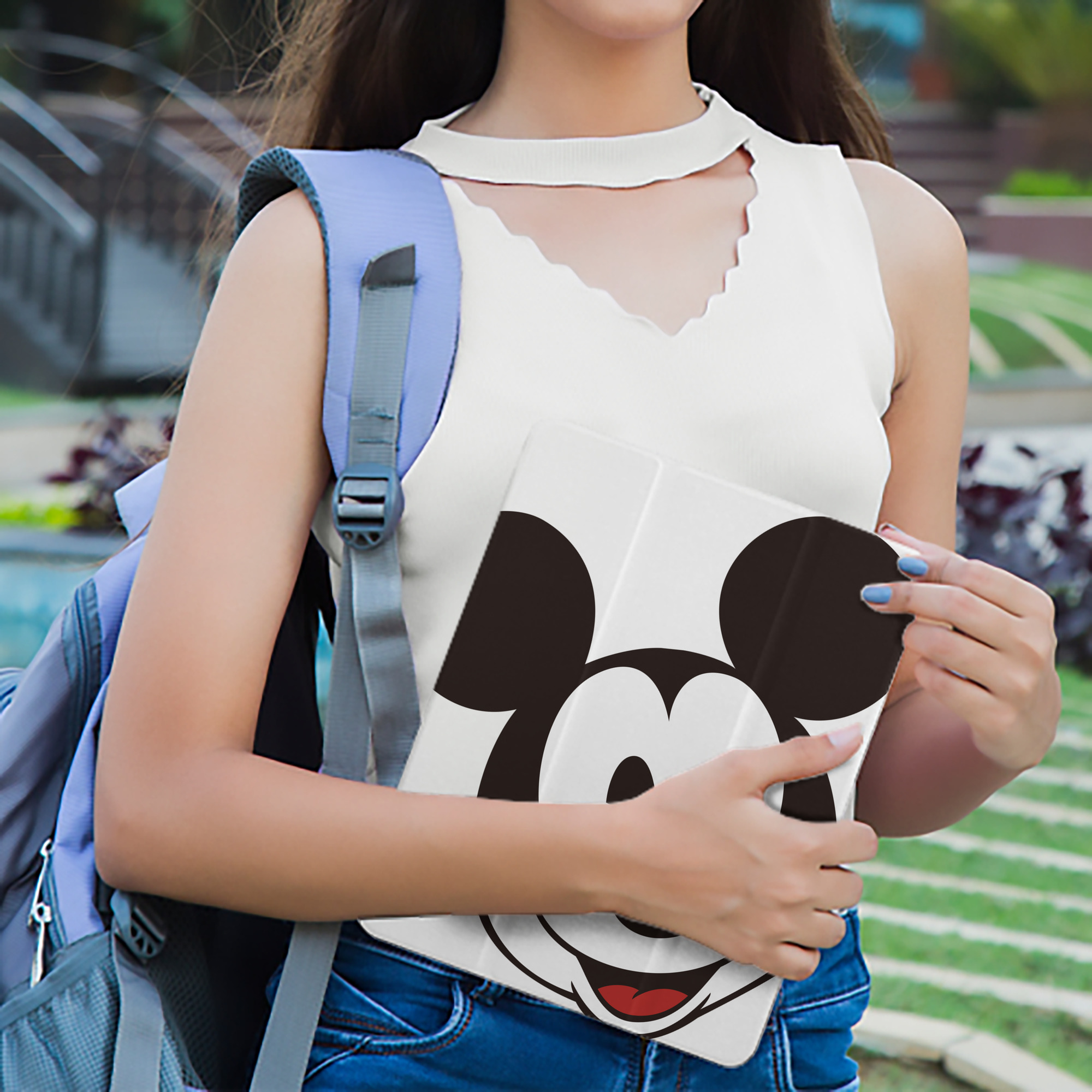 ミッキーマウス Mickey Mouse IPad ケース ペン収納付き 三つ折りスタンド PUレザー×シリコン 対応機種9.5/10.5/10.9インチ