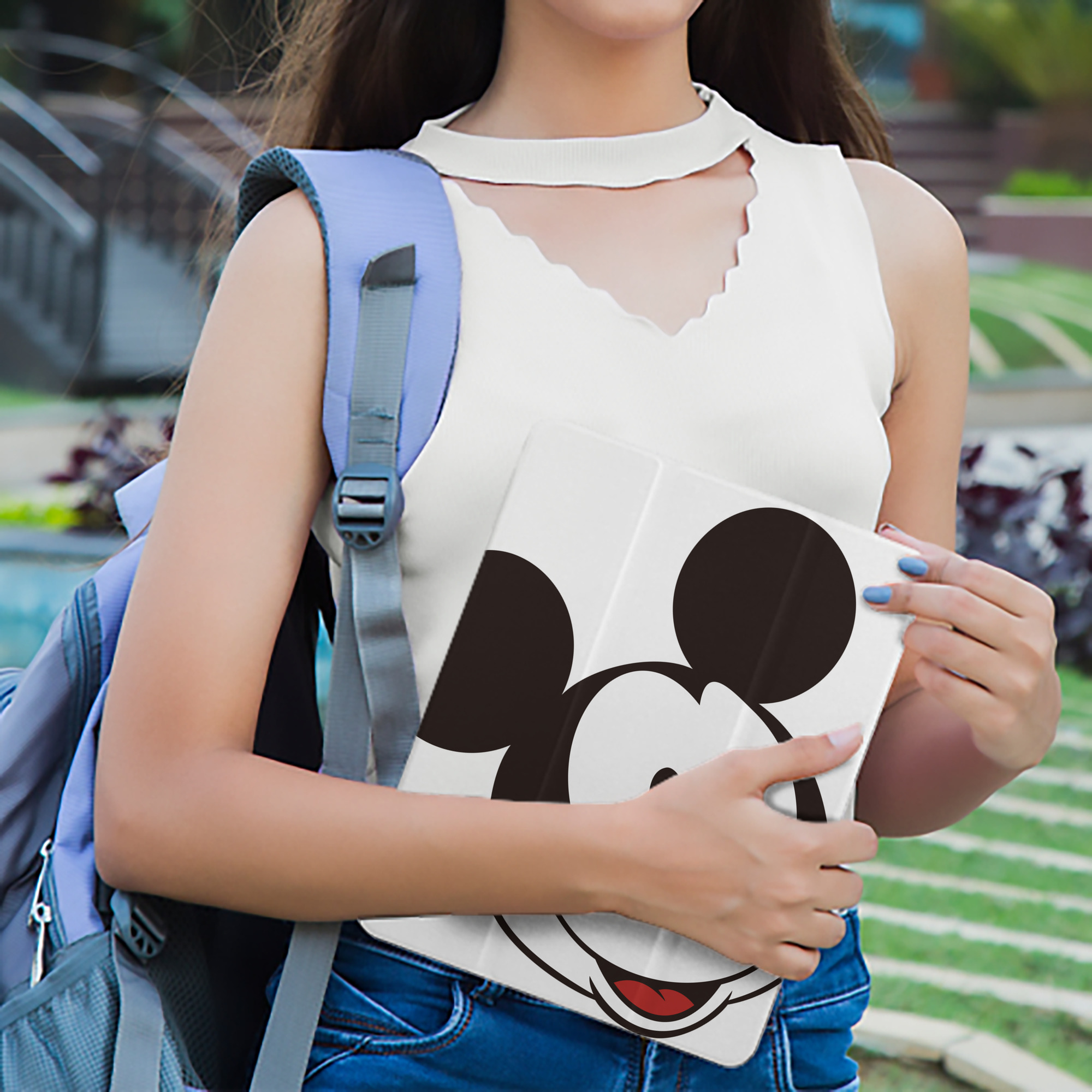 ミッキーマウス Mickey Mouse IPad ケース ペン収納付き 三つ折りスタンド PUレザー×シリコン 対応機種9.5/10.5/10.9インチ