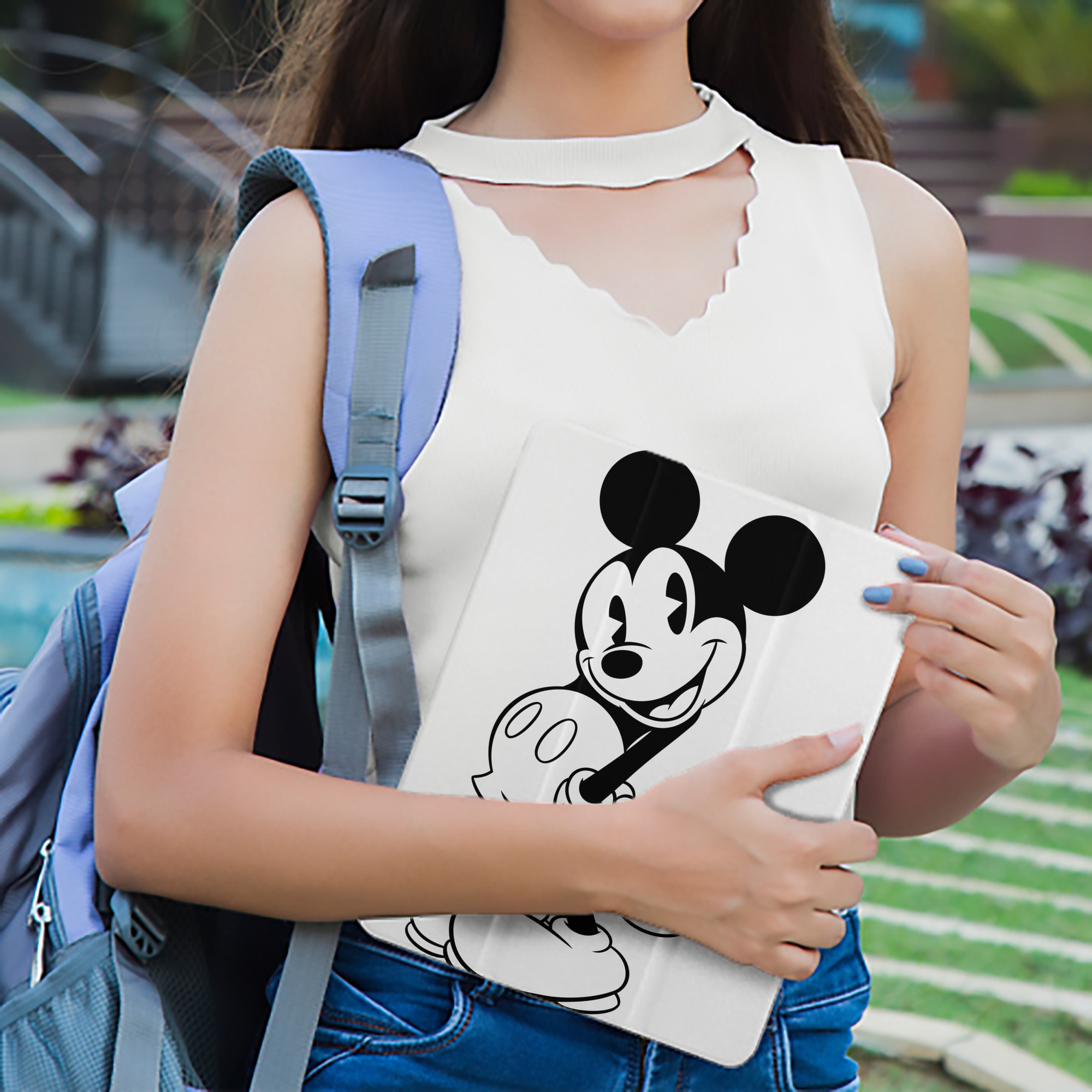 ミッキーマウス Mickey Mouse IPad ケース ペン収納付き 三つ折りスタンド PUレザー×シリコン 対応機種9.5/10.5/10.9インチ