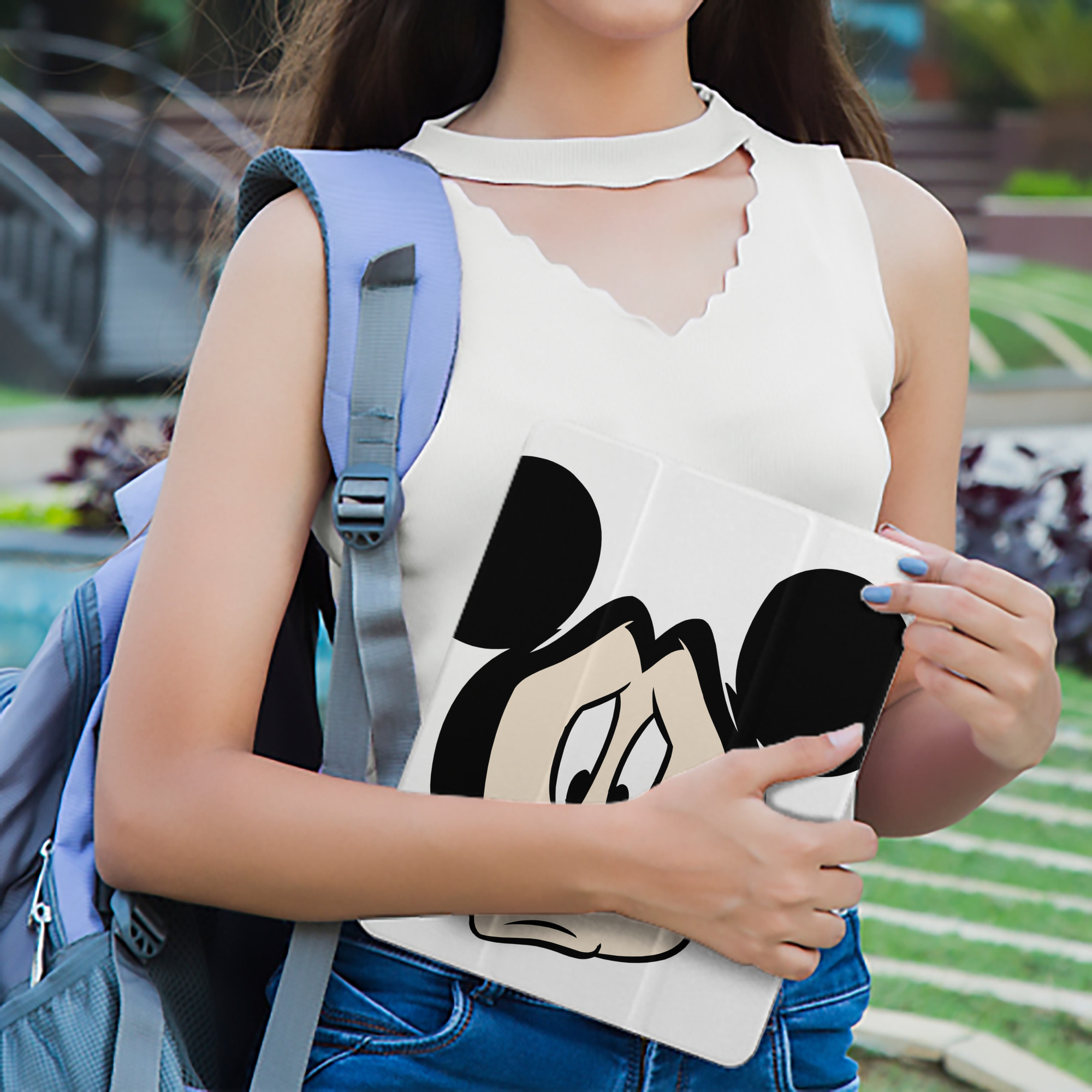 ミッキーマウス Mickey Mouse IPad ケース ペン収納付き 三つ折りスタンド PUレザー×シリコン 対応機種9.5/10.5/10.9インチ