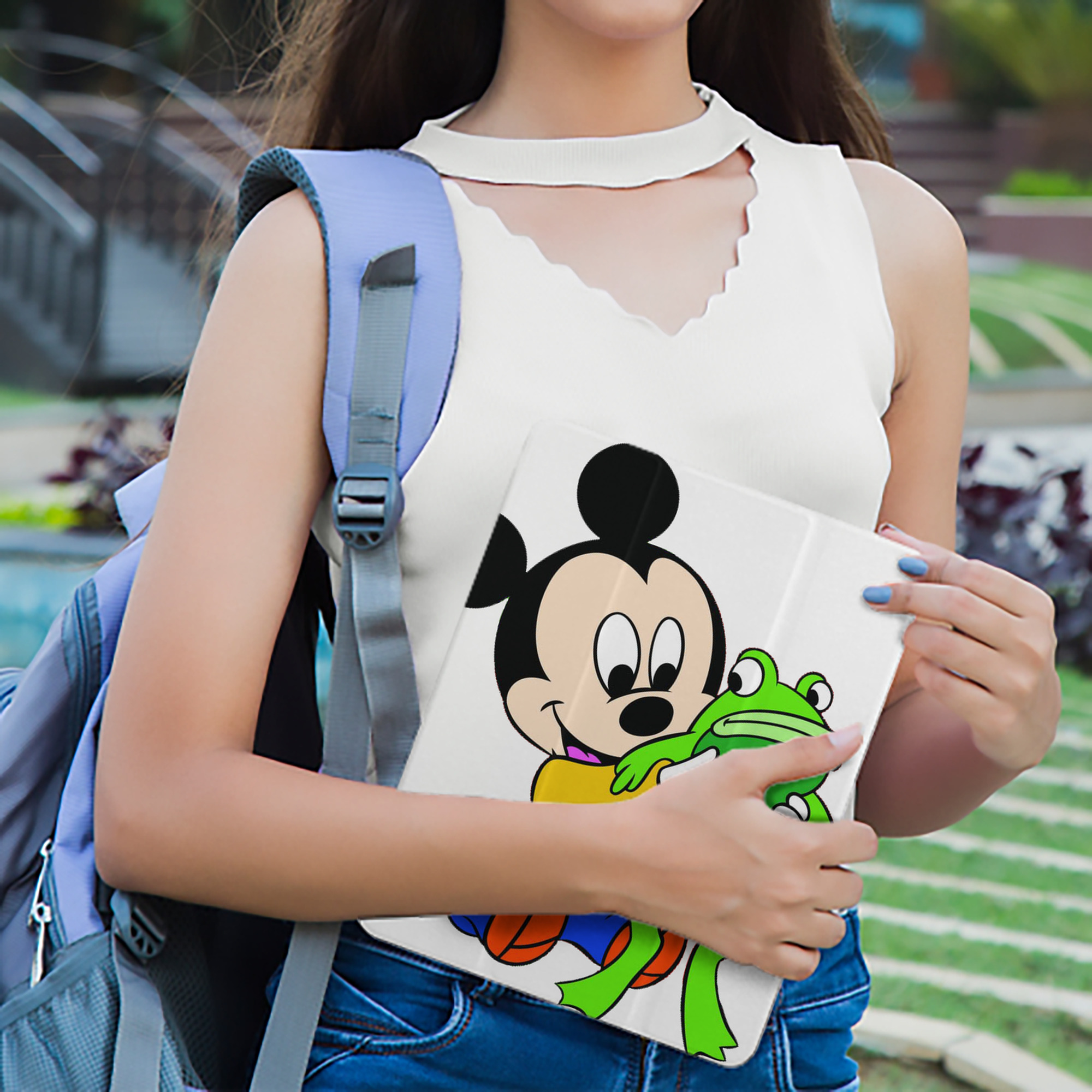 ミッキーマウス Mickey Mouse IPad ケース ペン収納付き 三つ折りスタンド PUレザー×シリコン 対応機種9.5/10.5/10.9インチ