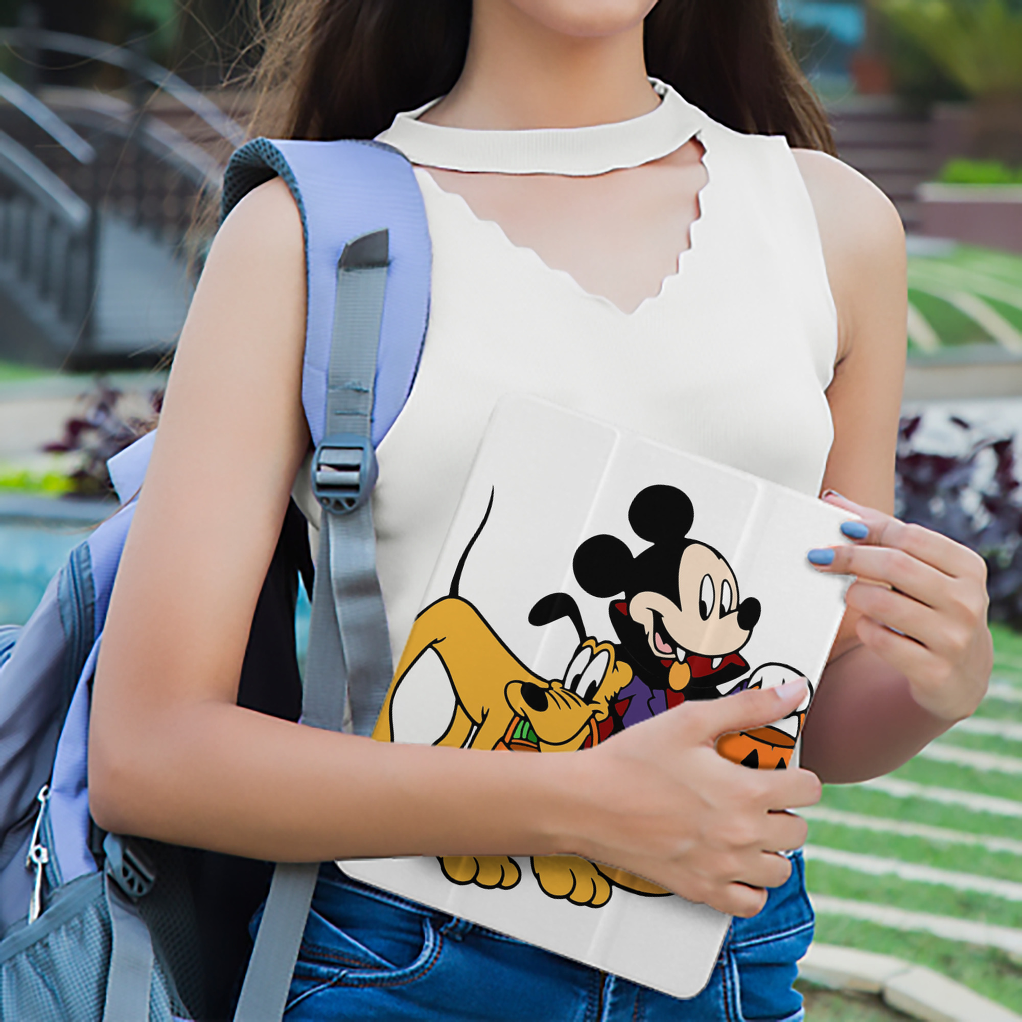 ミッキーマウス Mickey Mouse IPad ケース ペン収納付き 三つ折りスタンド PUレザー×シリコン 対応機種9.5/10.5/10.9インチ
