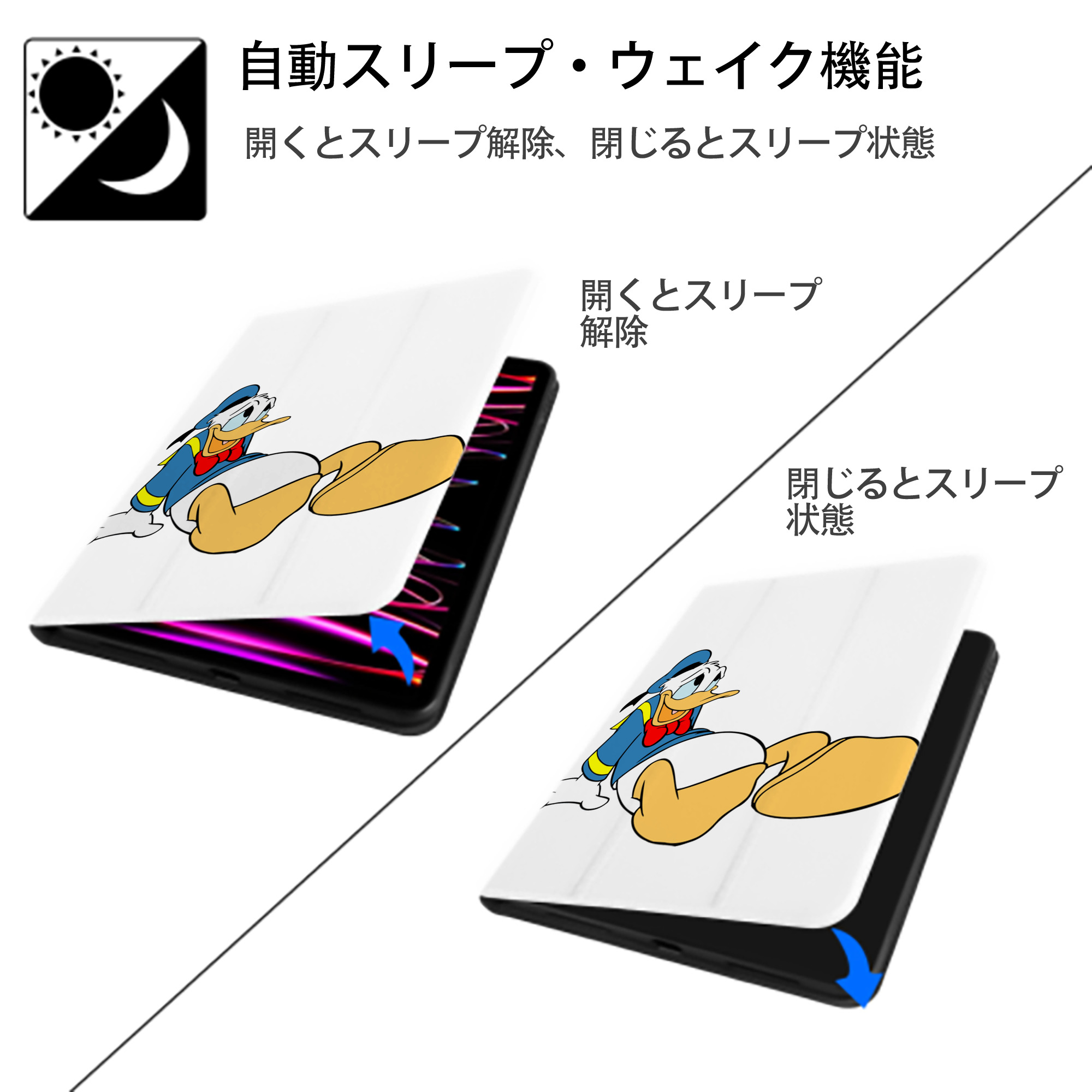 ミッキーマウス Mickey Mouse IPad ケース ペン収納付き 三つ折りスタンド PUレザー×シリコン 対応機種9.5/10.5/10.9インチ