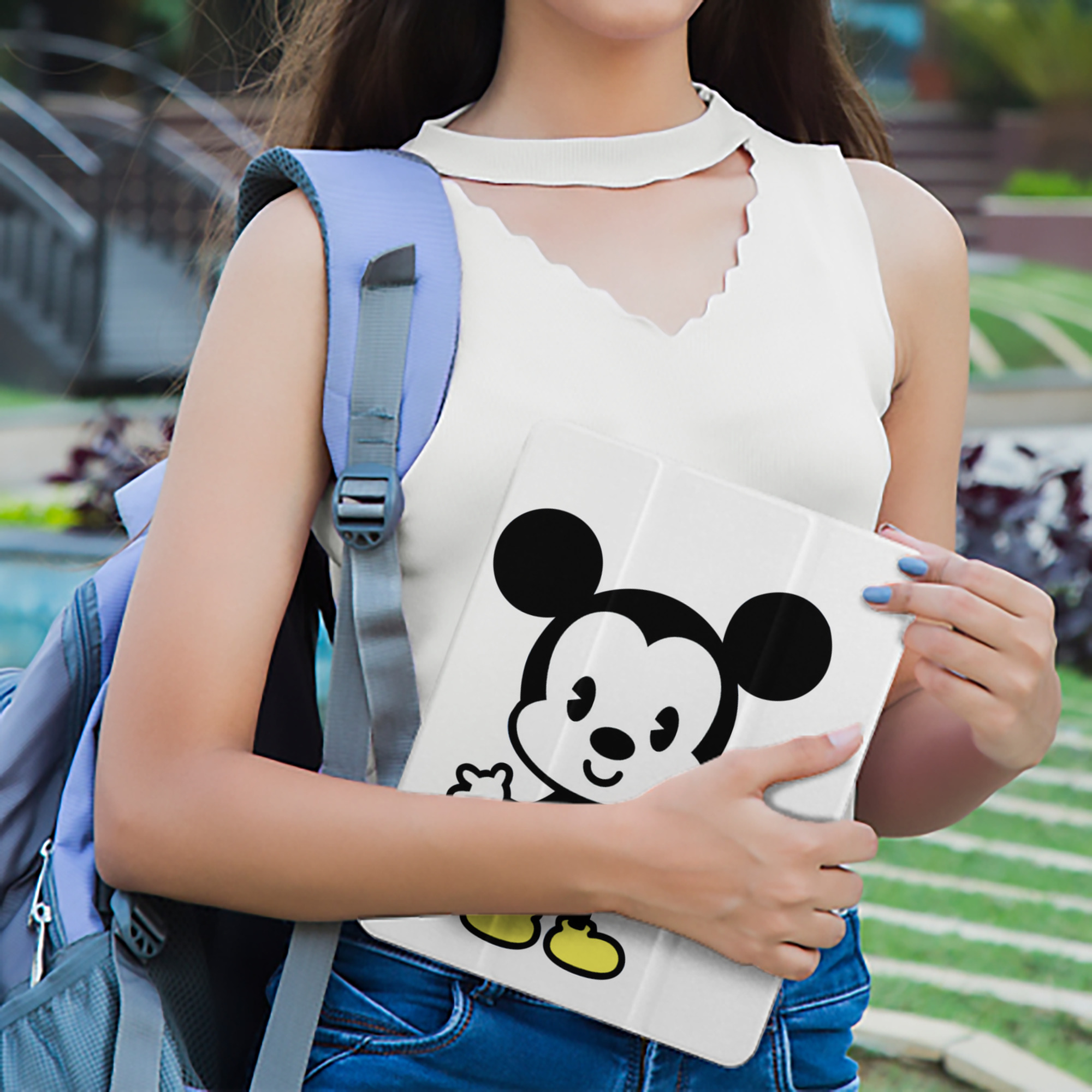 ミッキーマウス Mickey Mouse IPad ケース ペン収納付き 三つ折りスタンド PUレザー×シリコン 対応機種9.5/10.5/10.9インチ