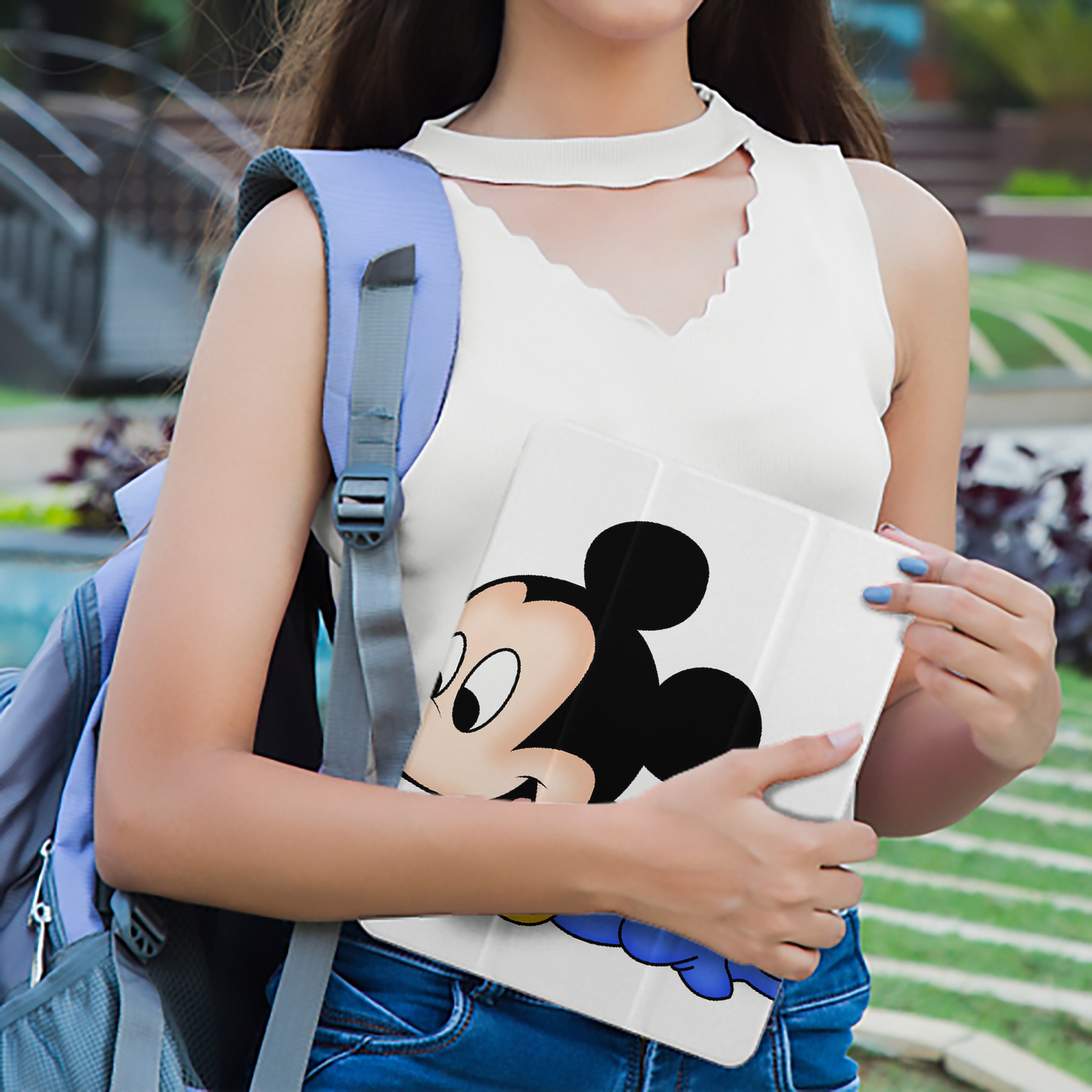 ミッキーマウス Mickey Mouse IPad ケース ペン収納付き 三つ折りスタンド PUレザー×シリコン 対応機種9.5/10.5/10.9インチ