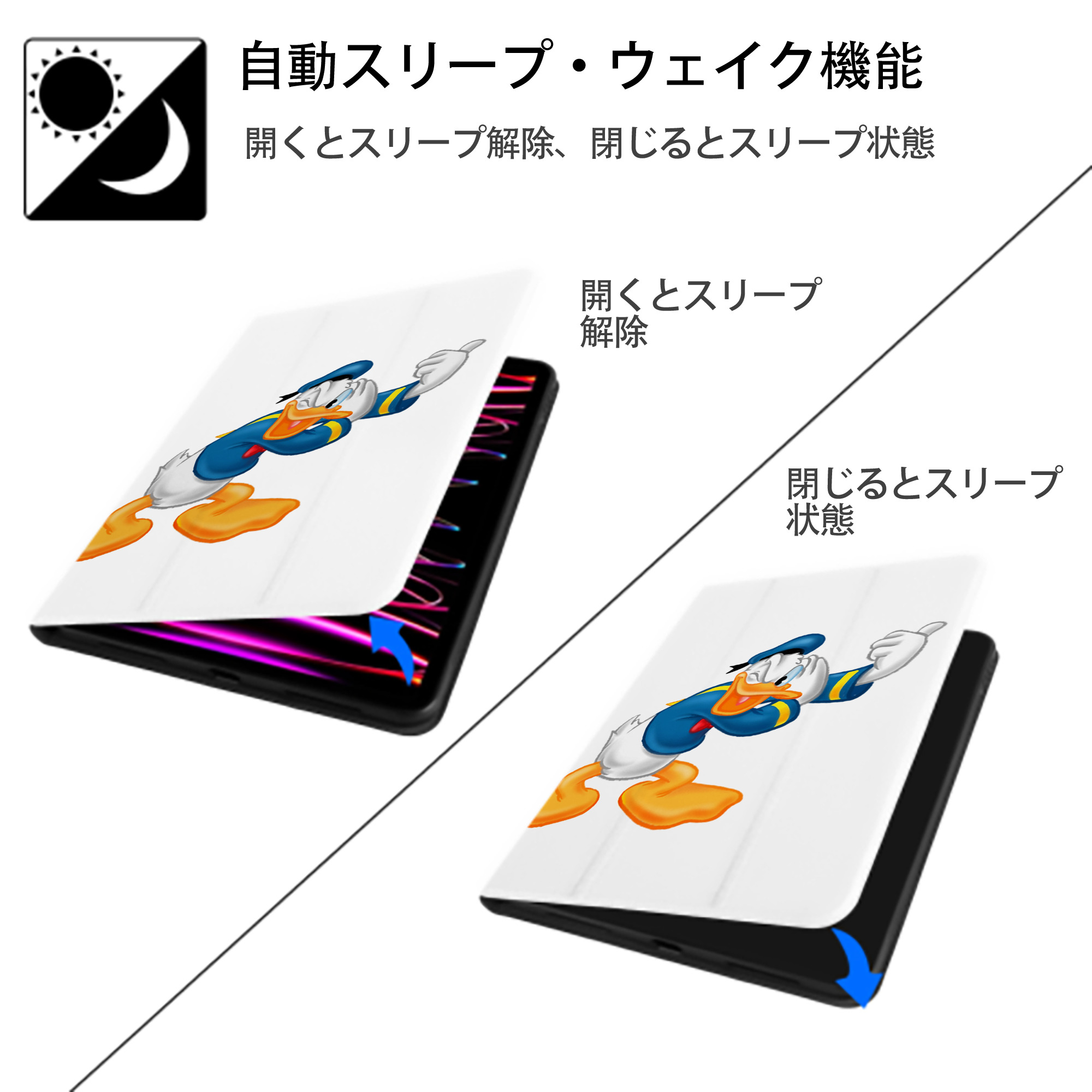 ミッキーマウス Mickey Mouse IPad ケース ペン収納付き 三つ折りスタンド PUレザー×シリコン 対応機種9.5/10.5/10.9インチ