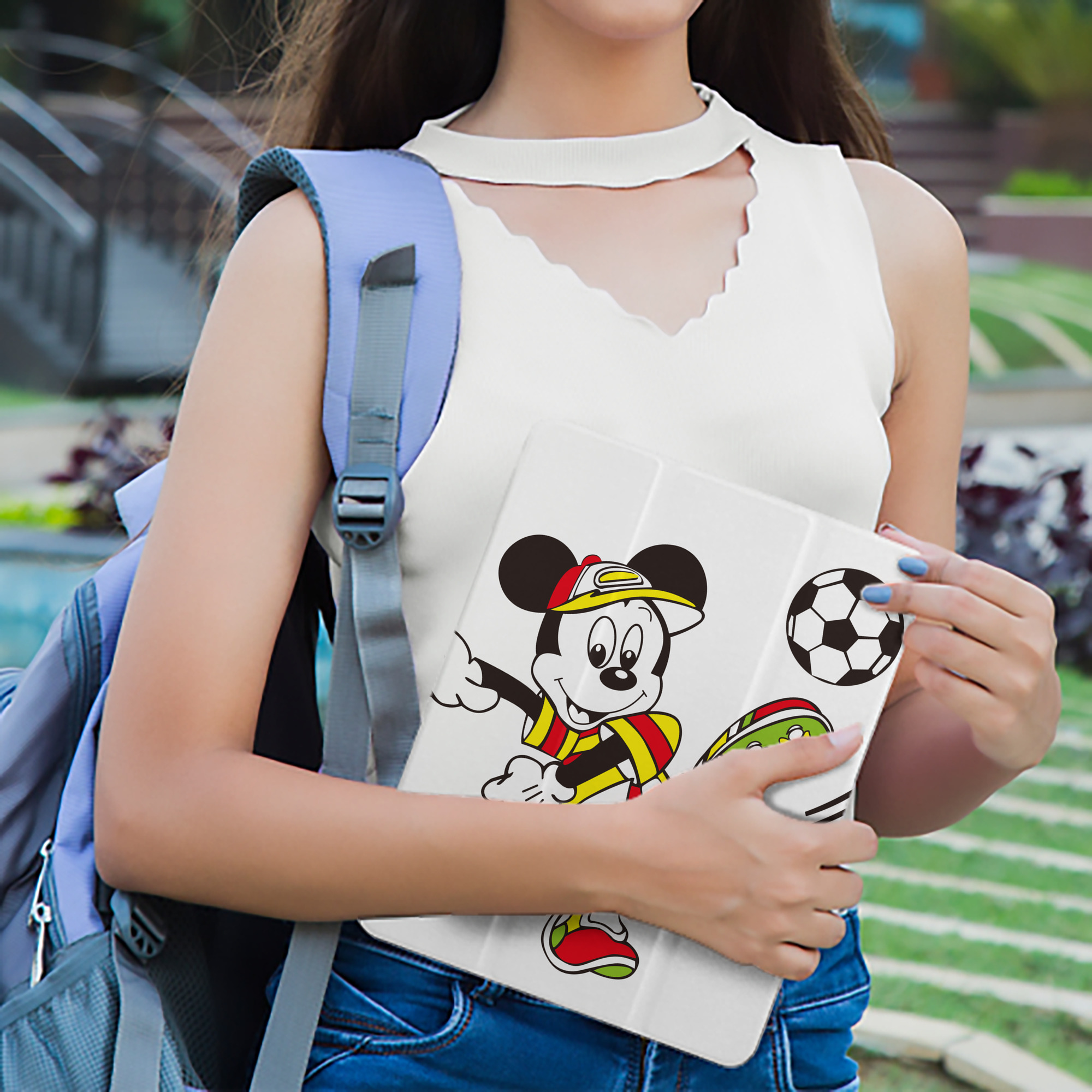 ミッキーマウス Mickey Mouse IPad ケース ペン収納付き 三つ折りスタンド PUレザー×シリコン 対応機種9.5/10.5/10.9インチ