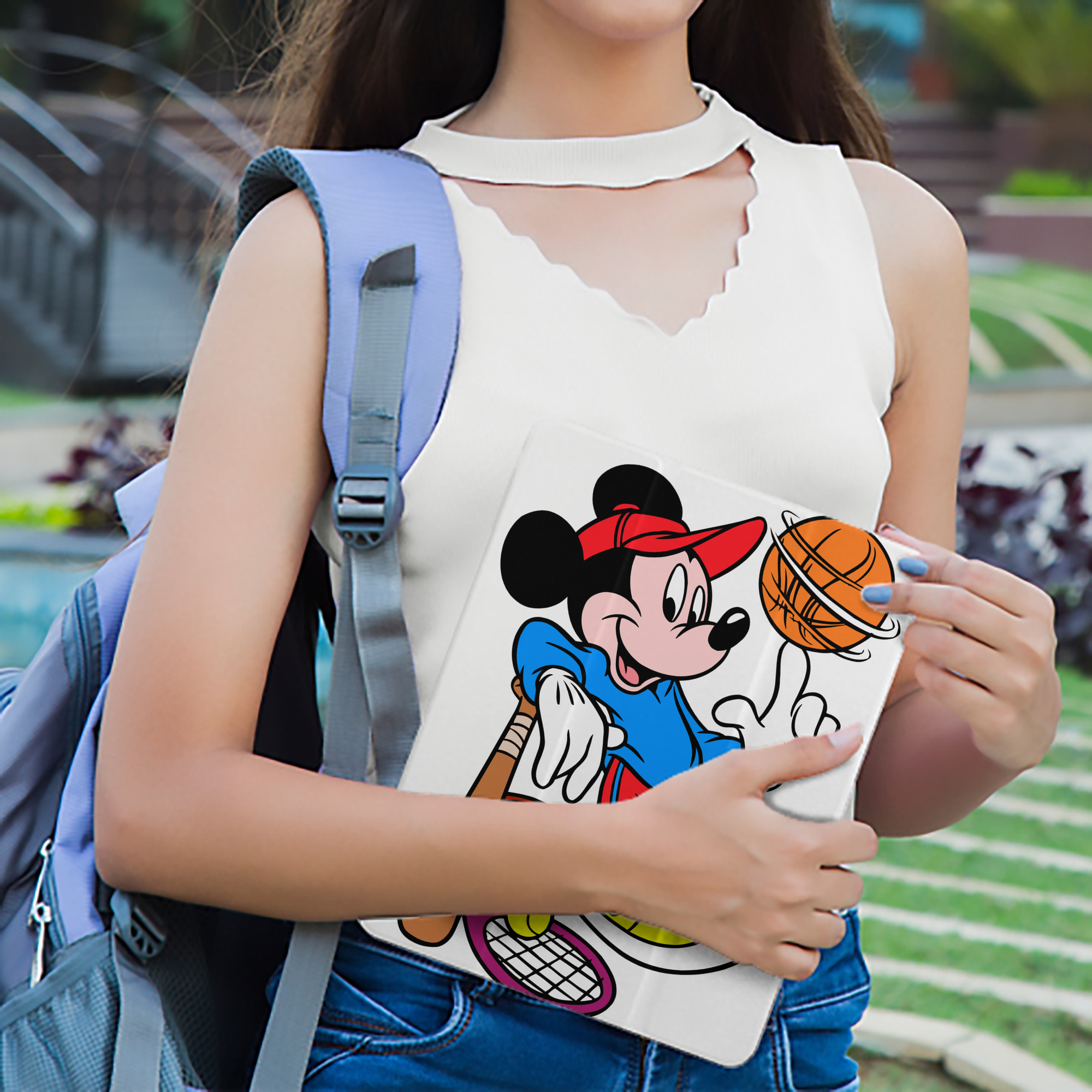 ミッキーマウス Mickey Mouse IPad ケース ペン収納付き 三つ折りスタンド PUレザー×シリコン 対応機種9.5/10.5/10.9インチ