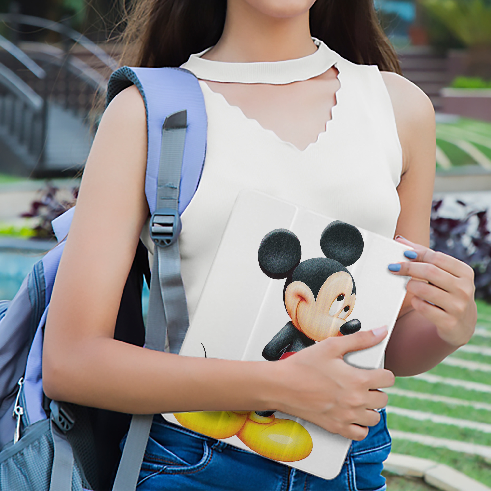 ミッキーマウス Mickey Mouse IPad ケース ペン収納付き 三つ折りスタンド PUレザー×シリコン 対応機種9.5/10.5/10.9インチ
