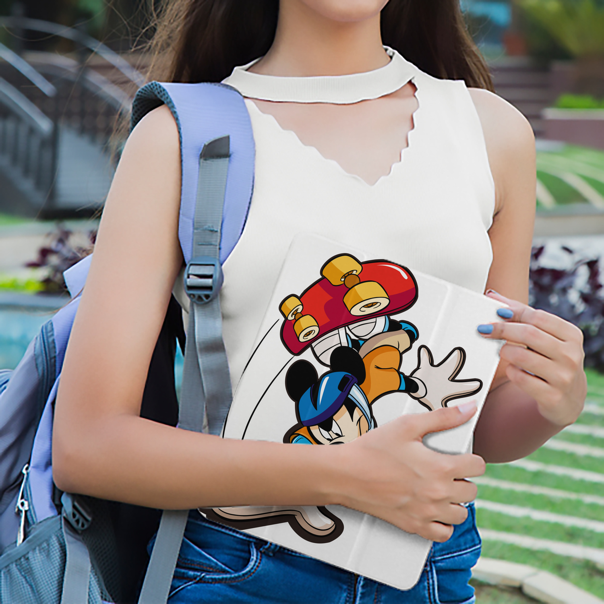 ミッキーマウス Mickey Mouse IPad ケース ペン収納付き 三つ折りスタンド PUレザー×シリコン 対応機種9.5/10.5/10.9インチ