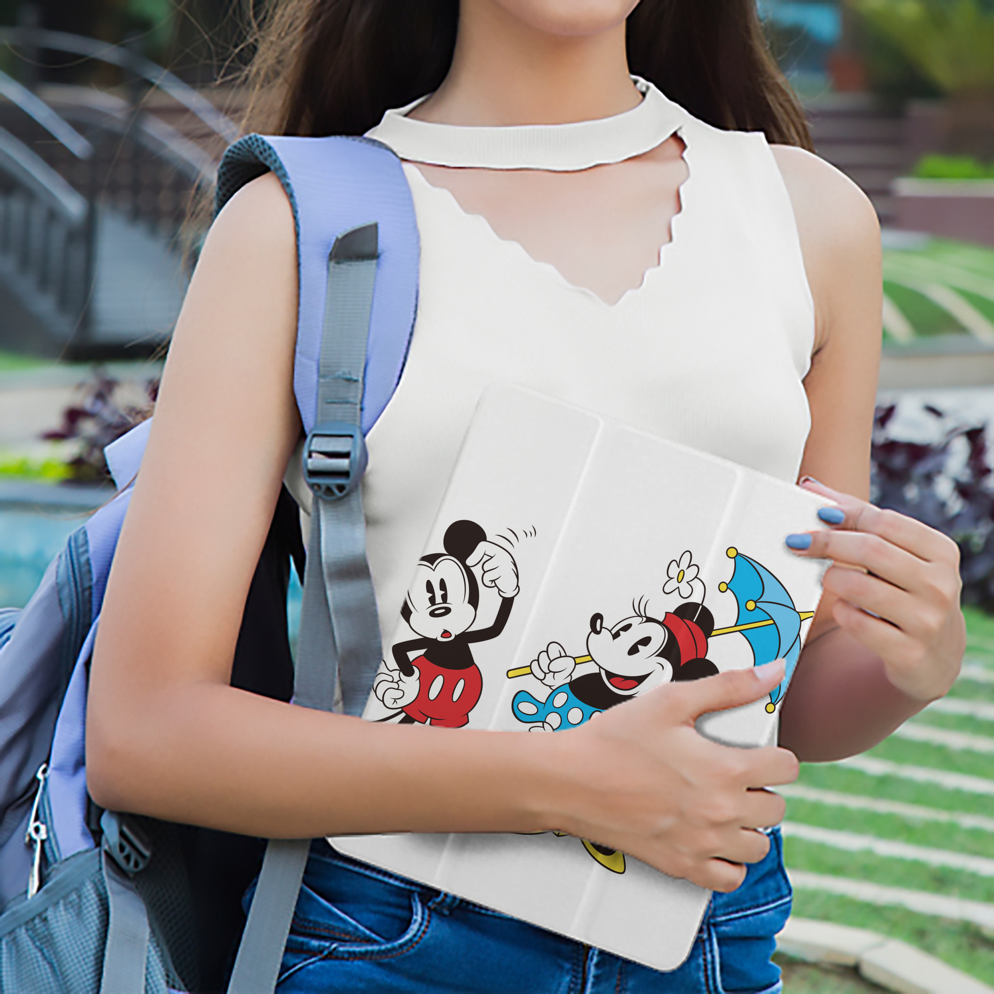 ミッキーマウス Mickey Mouse IPad ケース ペン収納付き 三つ折りスタンド PUレザー×シリコン 対応機種9.5/10.5/10.9インチ