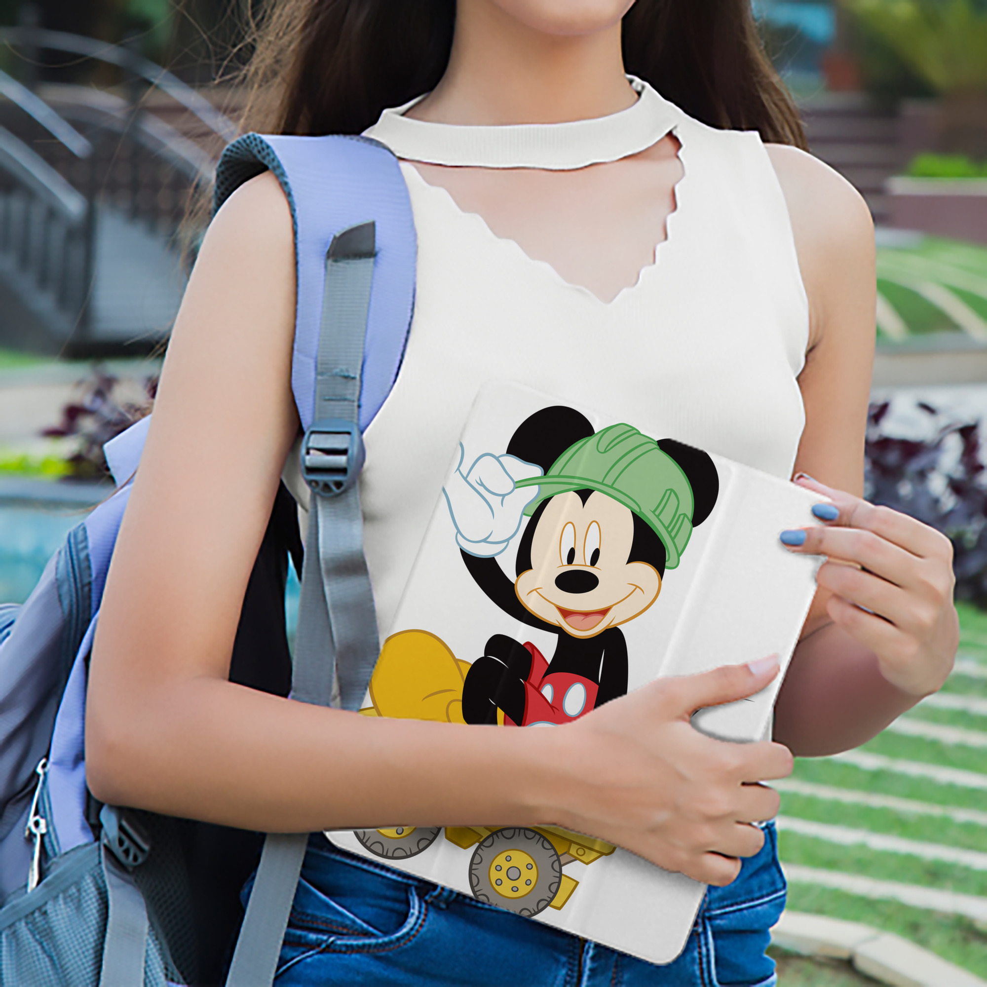 ミッキーマウス Mickey Mouse IPad ケース ペン収納付き 三つ折りスタンド PUレザー×シリコン 対応機種9.5/10.5/10.9インチ