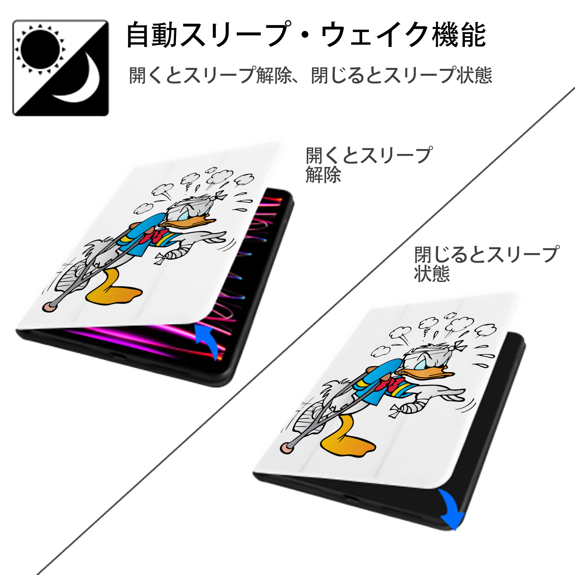 ミッキーマウス Mickey Mouse IPad ケース ペン収納付き 三つ折りスタンド PUレザー×シリコン 対応機種9.5/10.5/10.9インチ