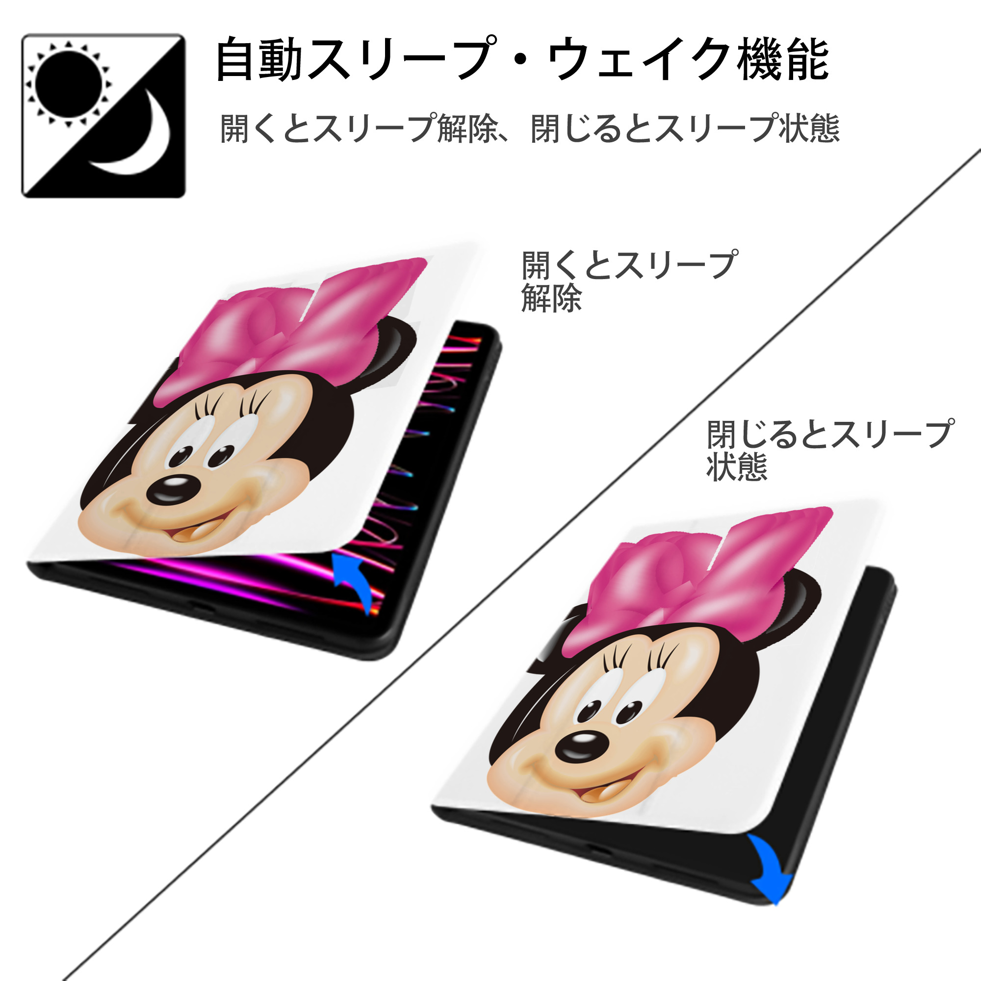 ミッキーマウス Mickey Mouse IPad ケース ペン収納付き 三つ折りスタンド PUレザー×シリコン 対応機種9.5/10.5/10.9インチ