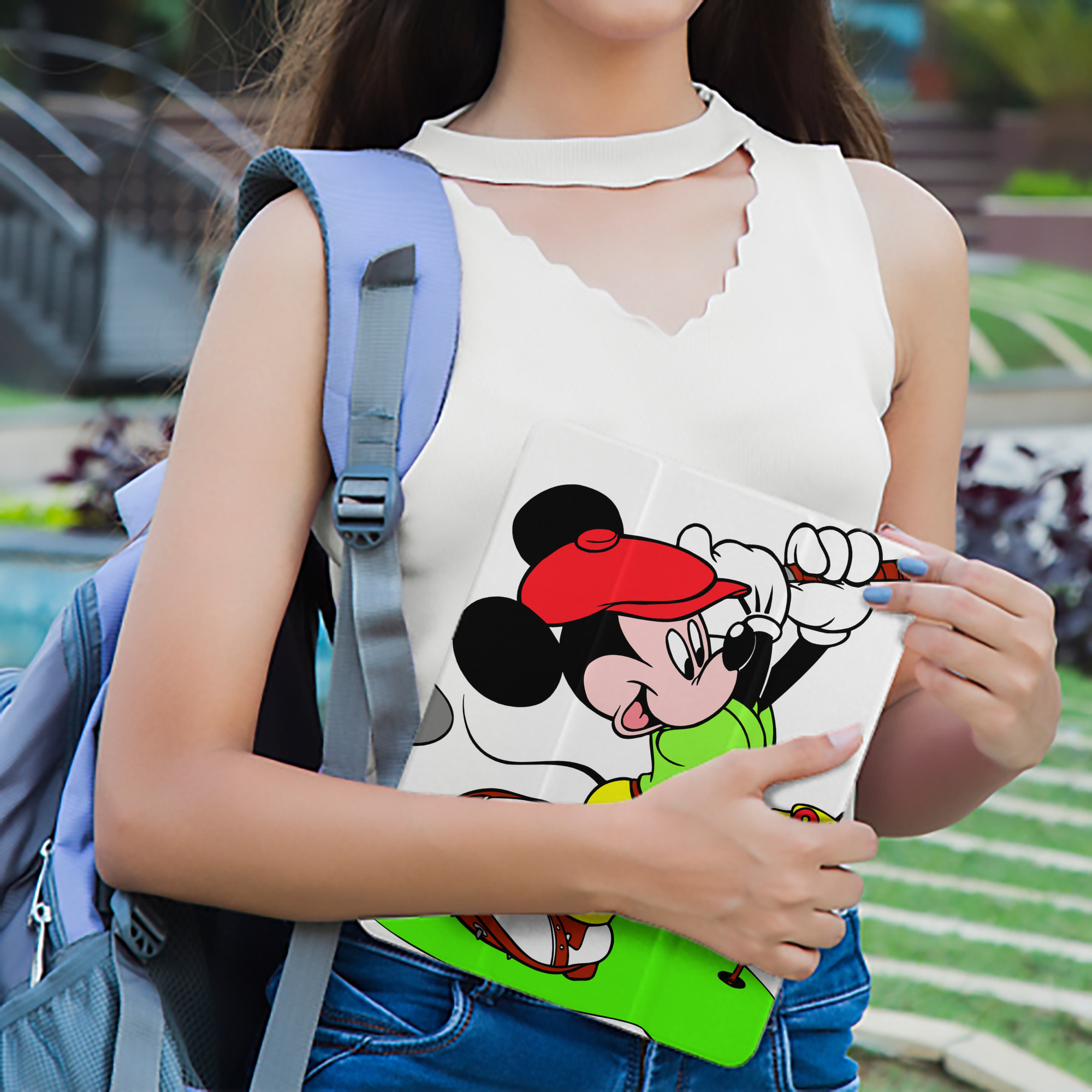 ミッキーマウス Mickey Mouse IPad ケース ペン収納付き 三つ折りスタンド PUレザー×シリコン 対応機種9.5/10.5/10.9インチ