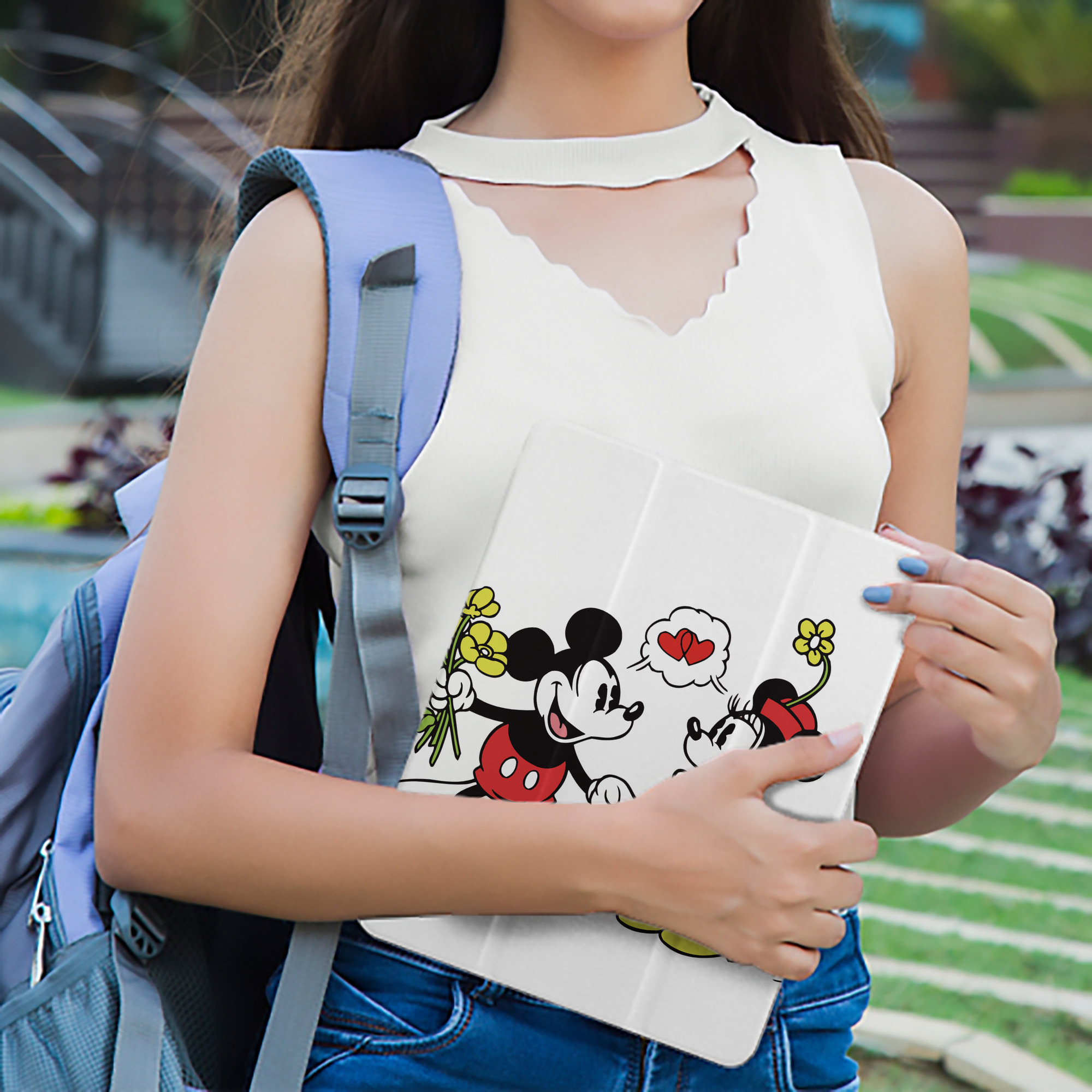 ミッキーマウス Mickey Mouse IPad ケース ペン収納付き 三つ折りスタンド PUレザー×シリコン 対応機種9.5/10.5/10.9インチ