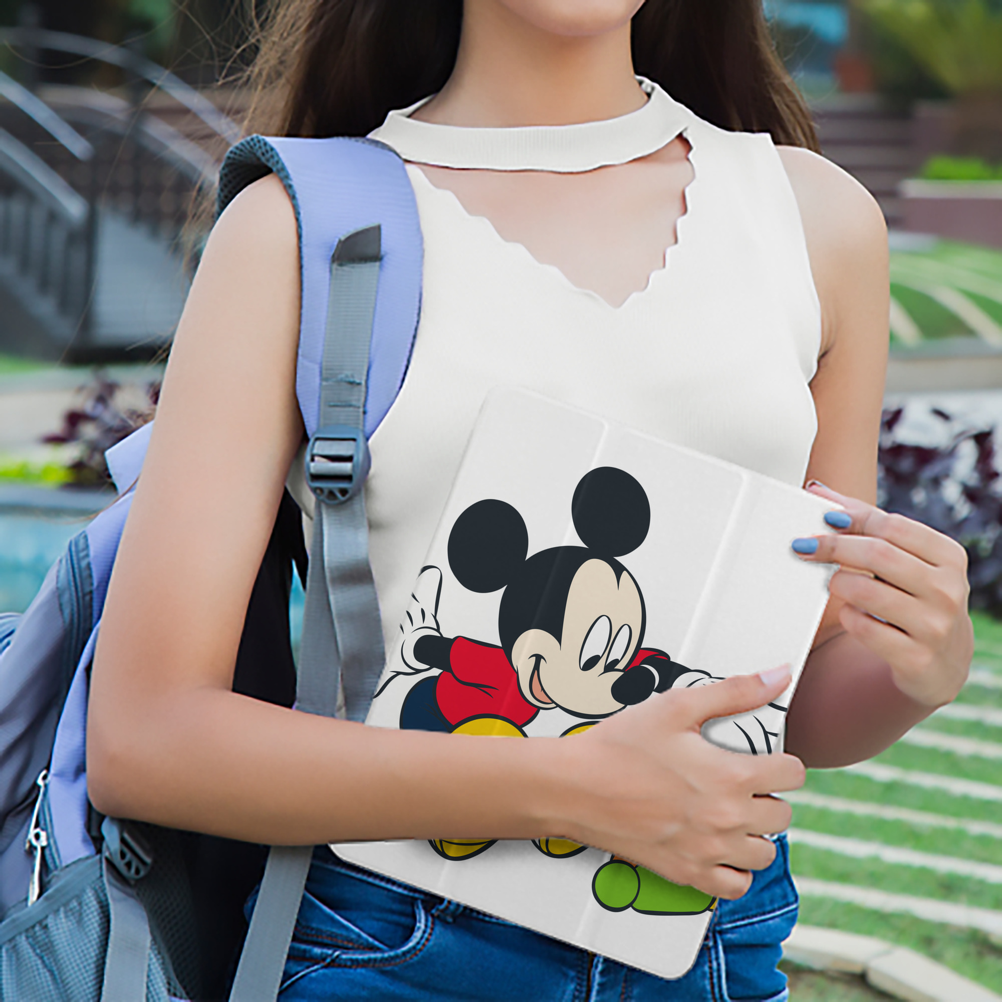 ミッキーマウス Mickey Mouse IPad ケース ペン収納付き 三つ折りスタンド PUレザー×シリコン 対応機種9.5/10.5/10.9インチ
