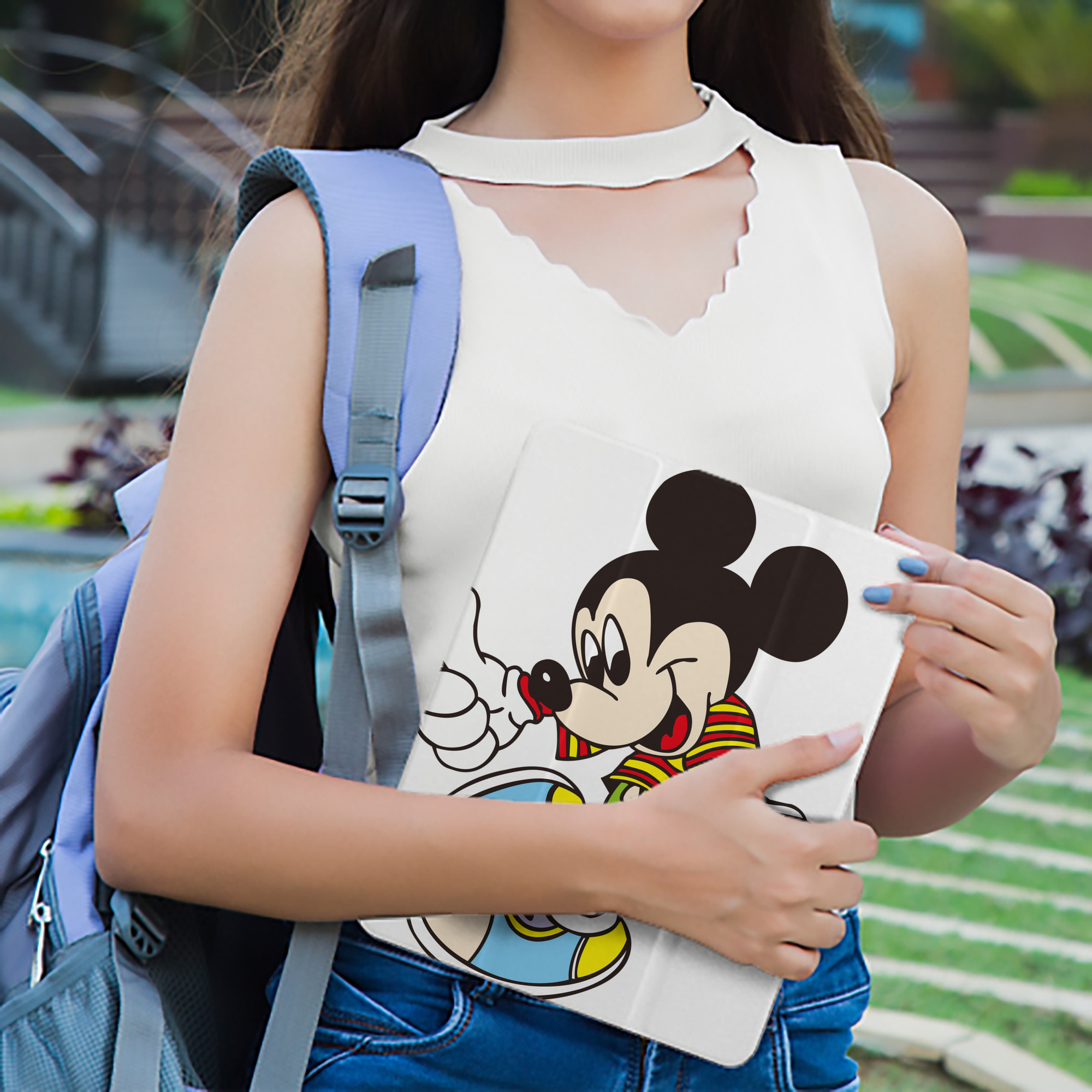 ミッキーマウス Mickey Mouse IPad ケース ペン収納付き 三つ折りスタンド PUレザー×シリコン 対応機種9.5/10.5/10.9インチ