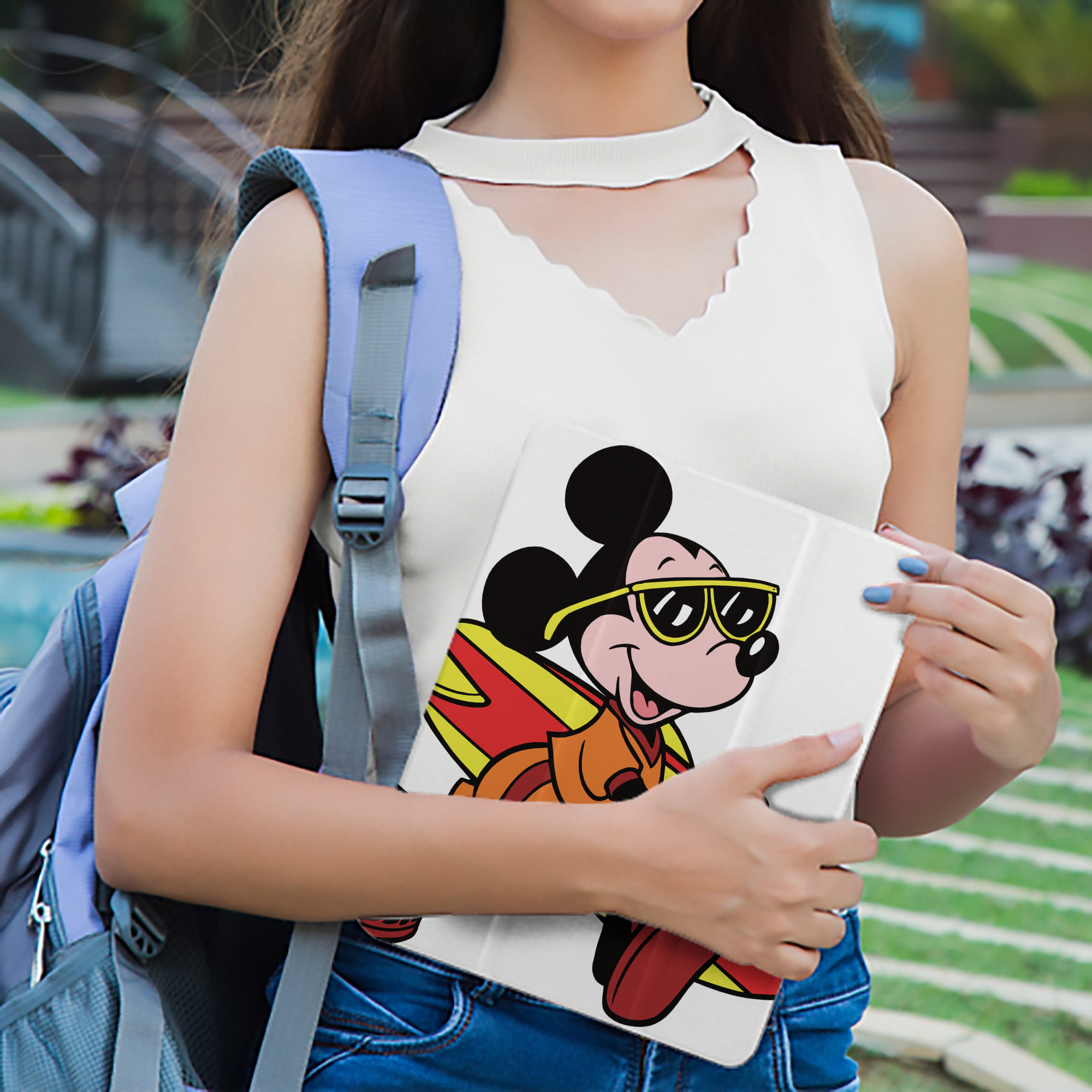 ミッキーマウス Mickey Mouse IPad ケース ペン収納付き 三つ折りスタンド PUレザー×シリコン 対応機種9.5/10.5/10.9インチ